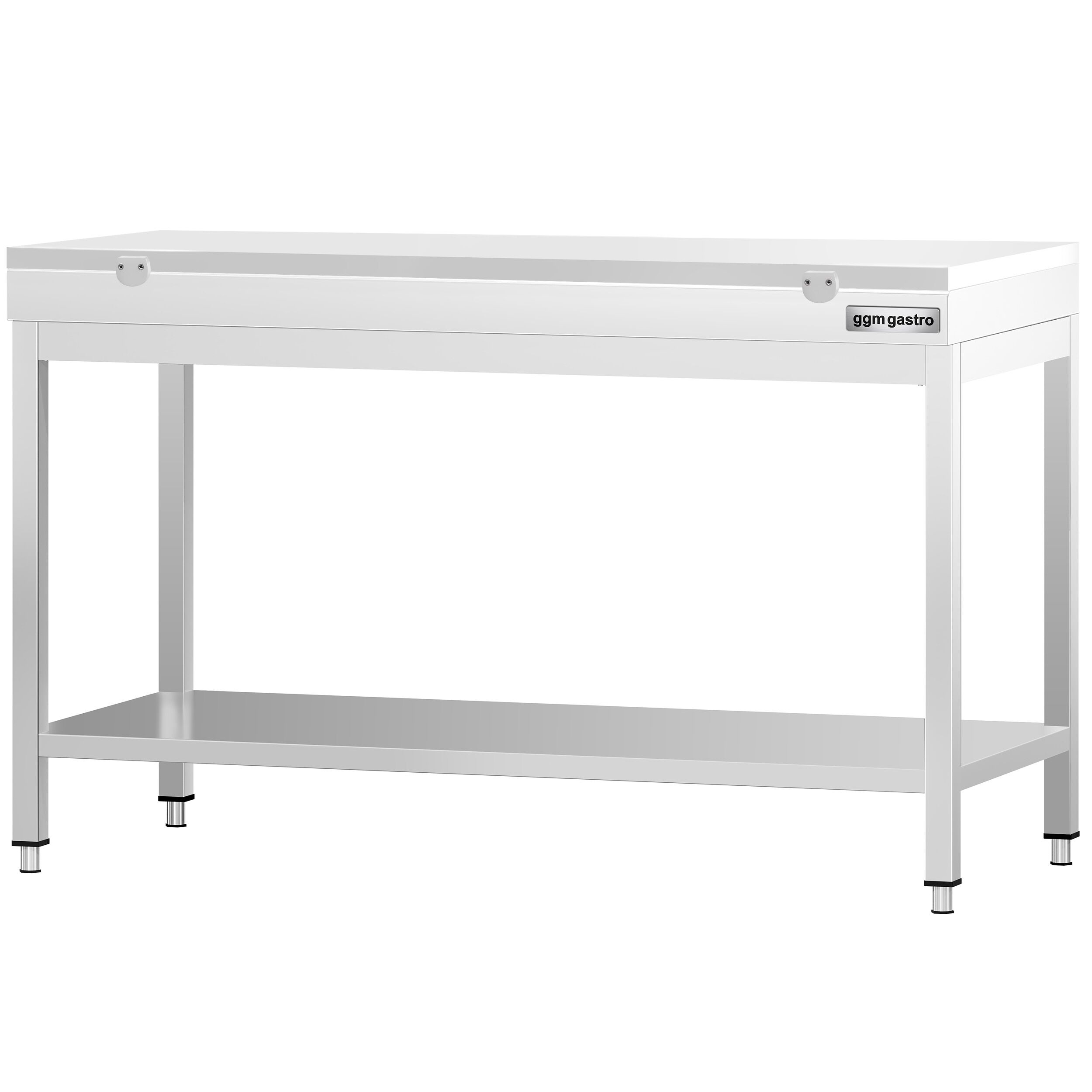 Table de travail inox PREMIUM - 1400 x 600 mm - avec tablette inférieure - incl. Planche à découper Blanche