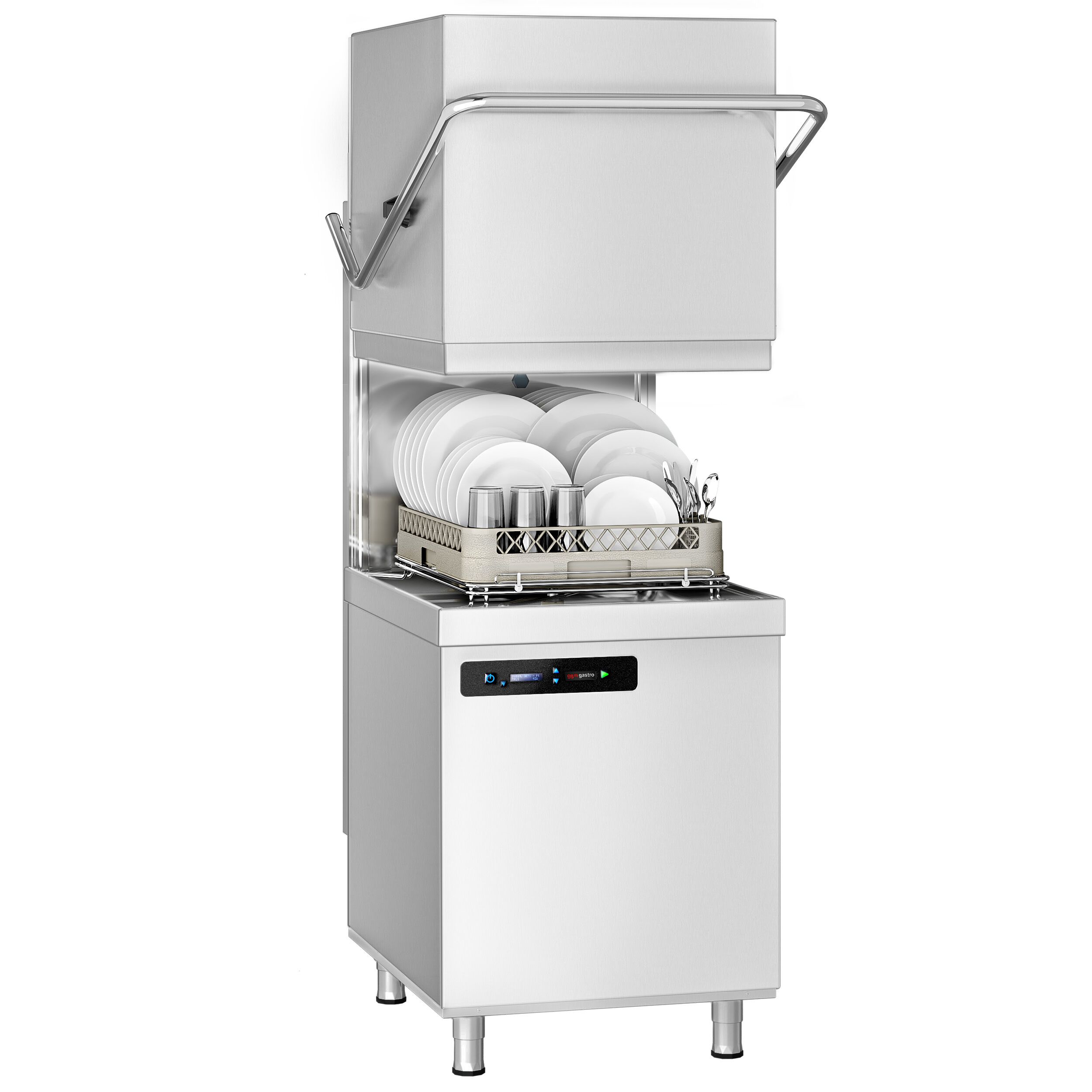 Lave-vaisselle à capot double paroi – Numérique – 7,1 kW – avec adoucisseur inclus – avec pompe de détergent, de rinçage et de vidange