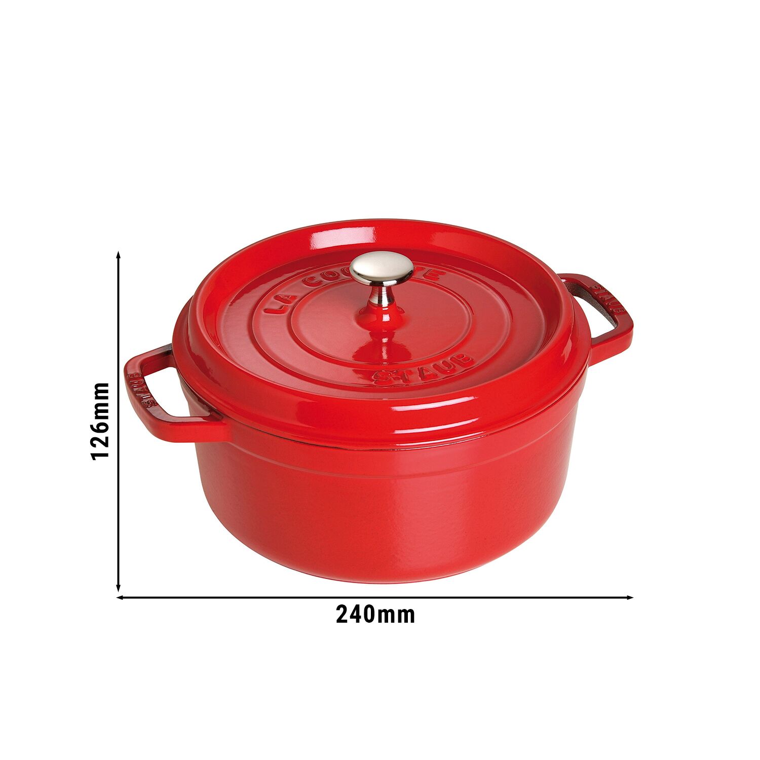 STAUB | LA COCOTTE - Cocotte - Ø 180mm - Gjutjärn - Körsbärsrött