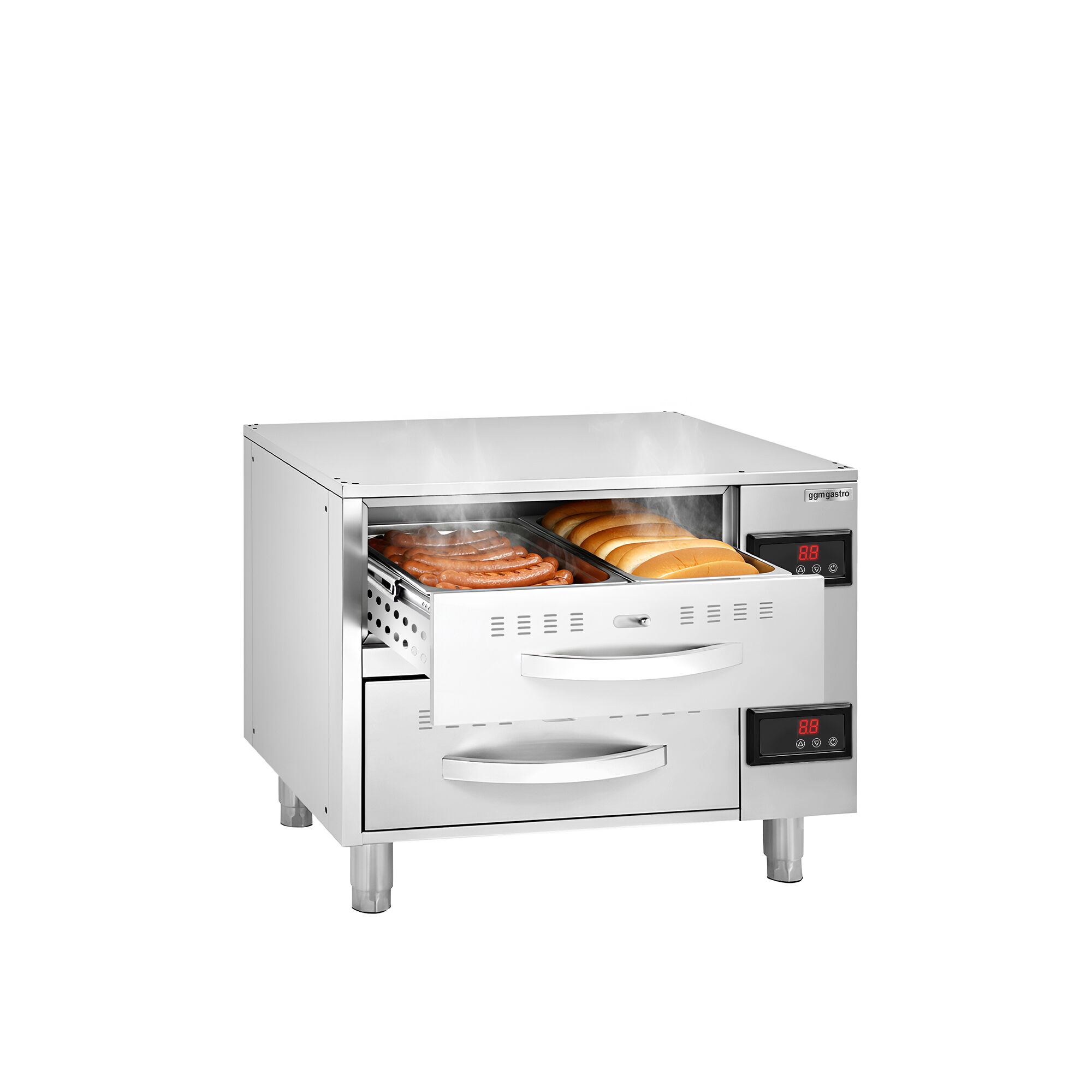 Meuble chauffant à tiroirs GN 1/1 - 2 tiroirs - 4kW - 824x578x680mm