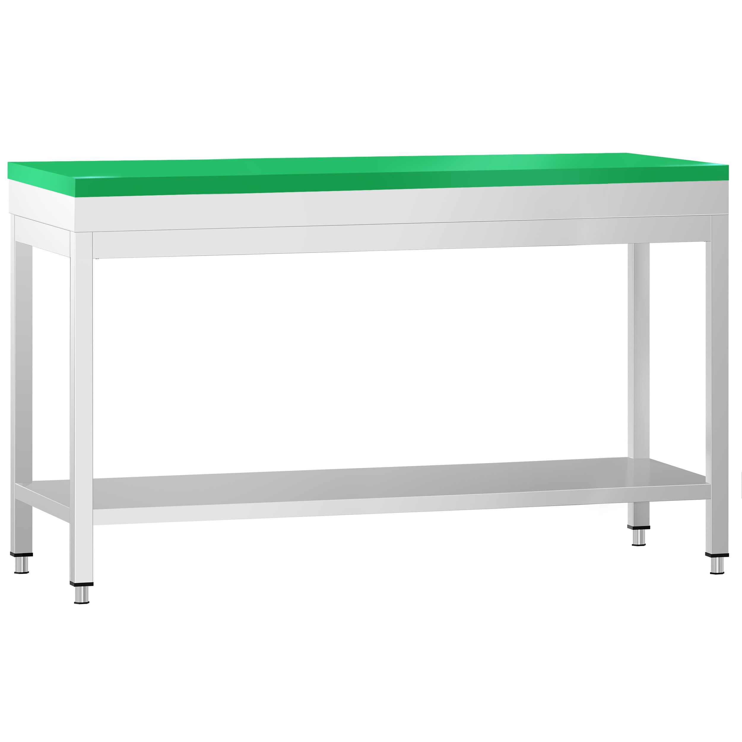 Table de travail inox PREMIUM - 1800 x 700 mm - avec tablette inférieure - incl. Planche à découper Verte