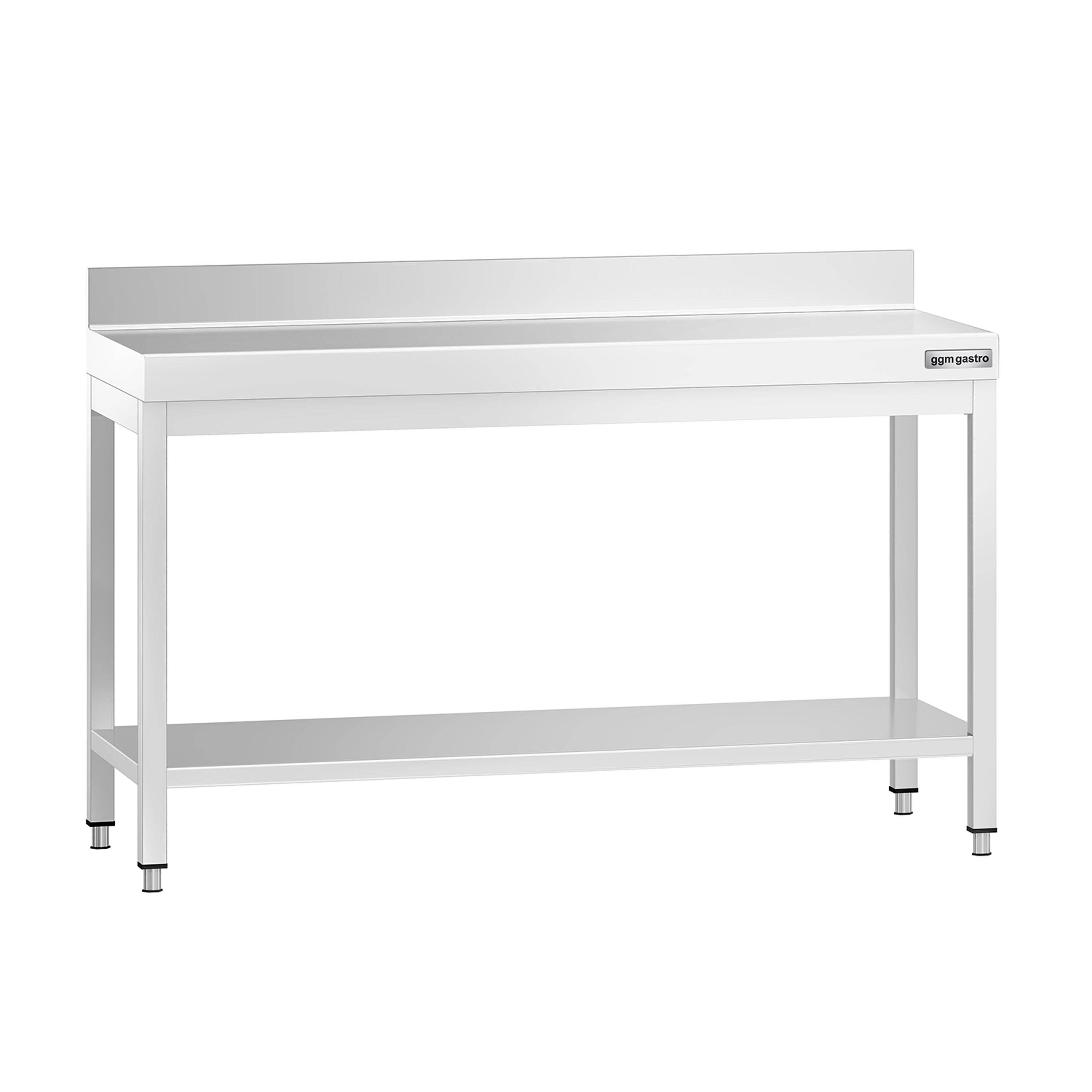 Table de travail inox PREMIUM - 1400 x 600 mm - avec tablette inférieure & Dosseret
