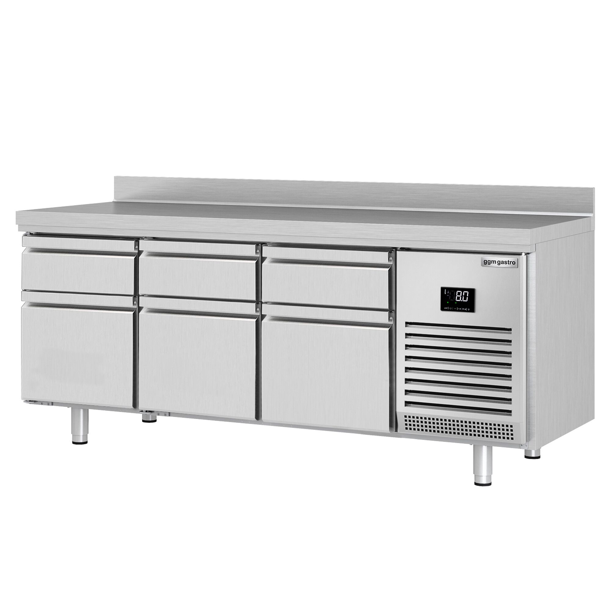 Table réfrigérée Premium PLUS - 1960 x 600 mm - 6 tiroirs - dosseret