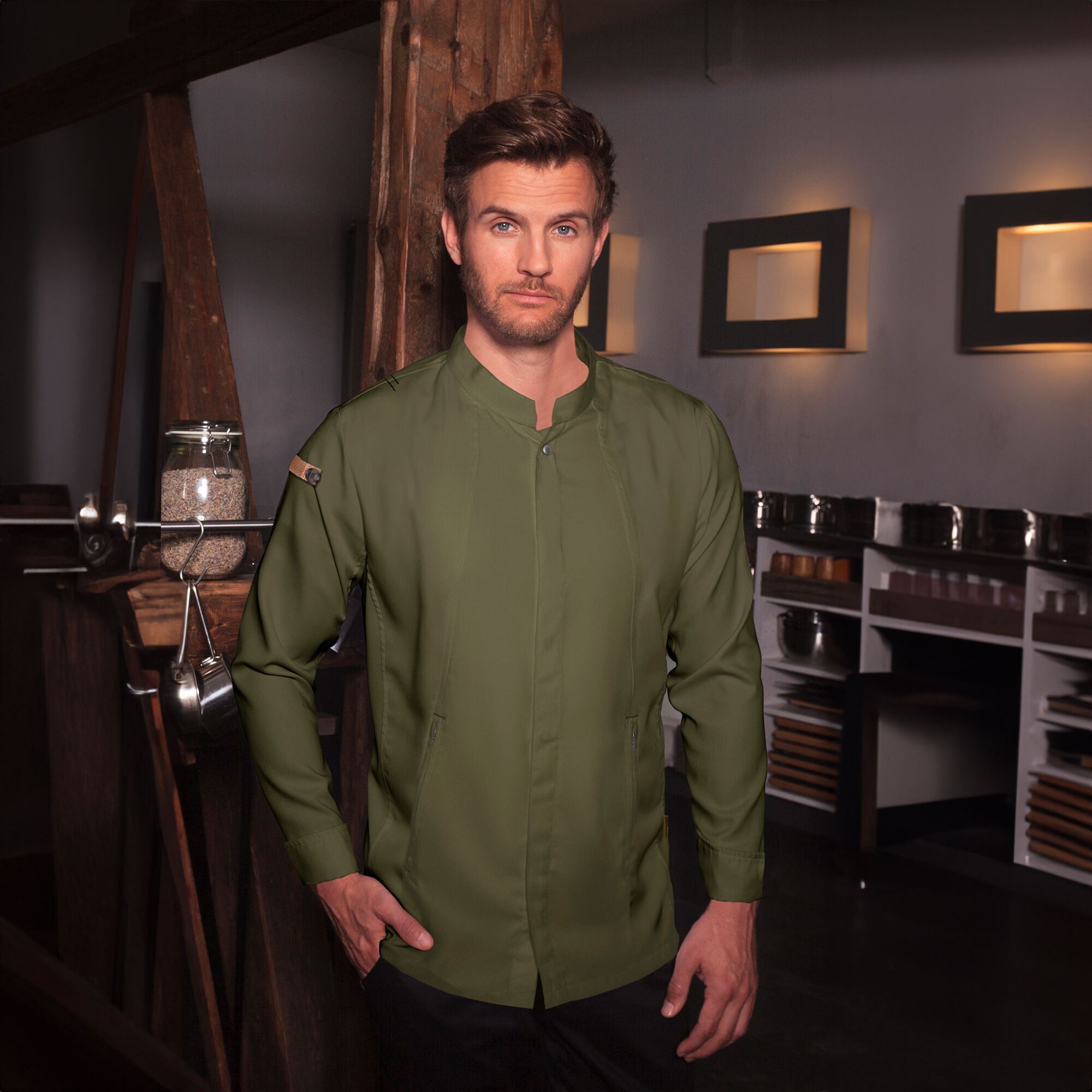 KARLOWSKY | GREEN-GENERATION Chef Jacket – Moss Green - Size 46 - Recycled Polyester