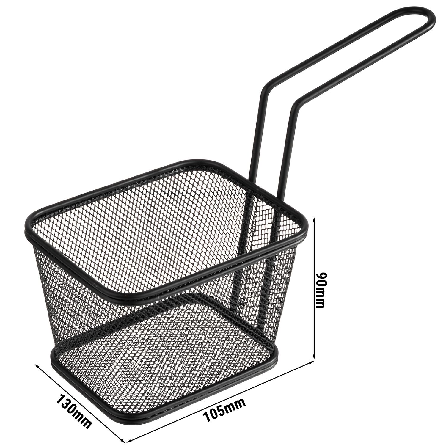 (6 szt.) Koszyk do frytek SNACKHOLDER - ze stali nierdzewnej - prostokątny - 130x105mm - Czarny