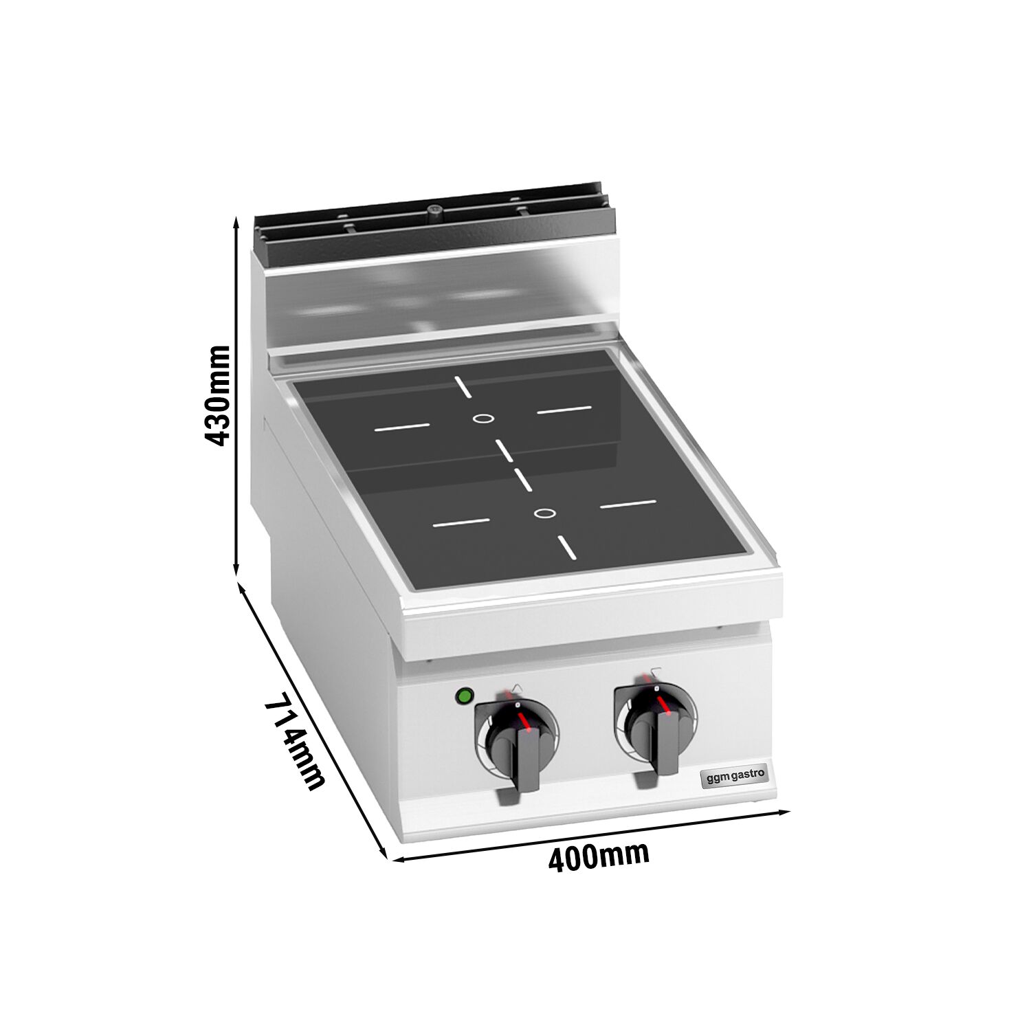 Réchaud vitrocéramique à poser - 6,4kW - 2 foyers infrarouges