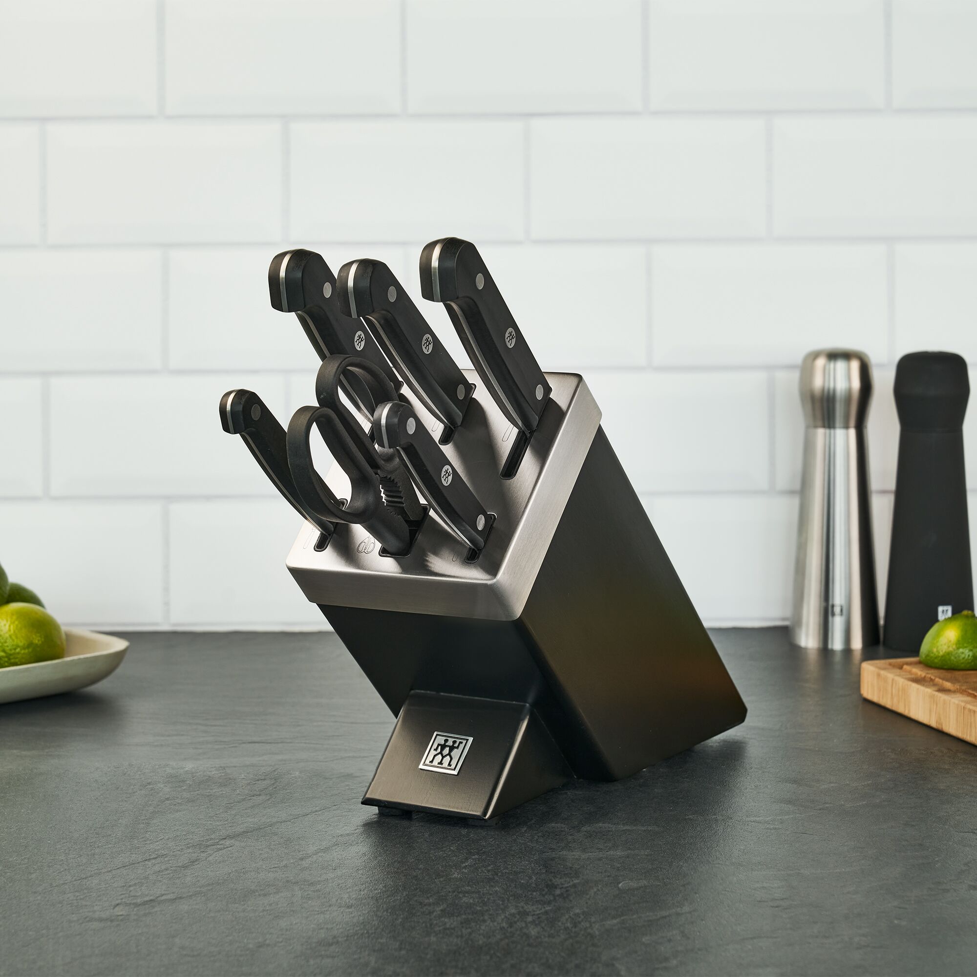 ZWILLING | GOURMET SharpBlock - Bloc de couteaux auto-aiguisant - 7 pièces - Noir        