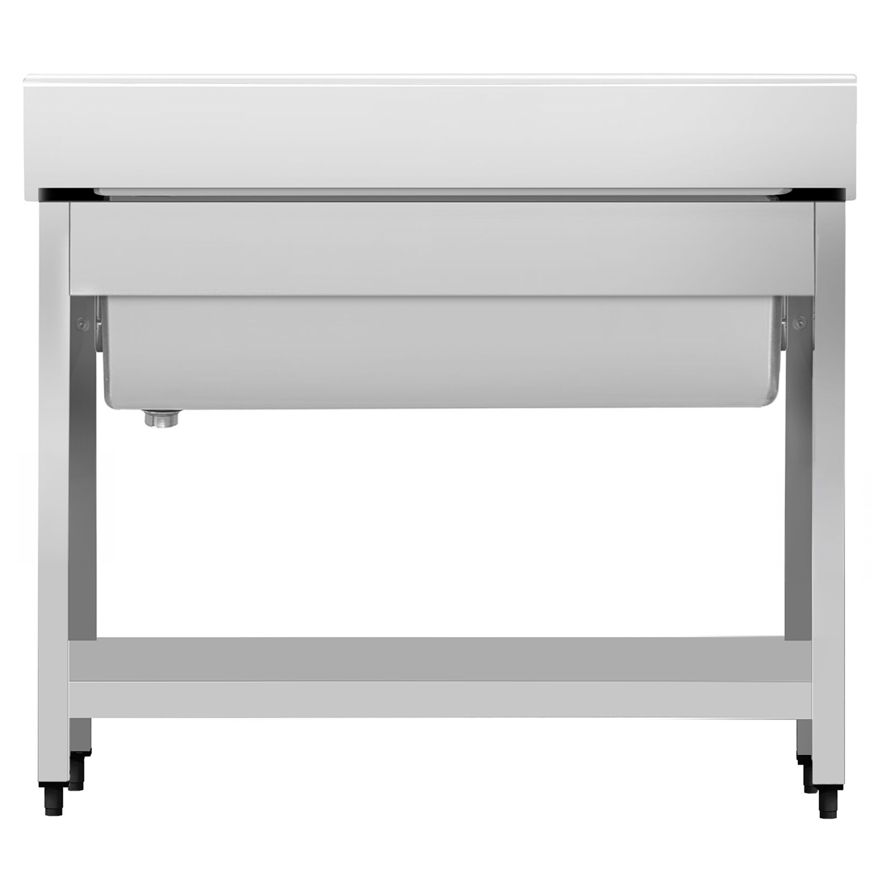 RVS spoeltafel ECO - 1000x700mm - met onderblad - met 1 spoelbak