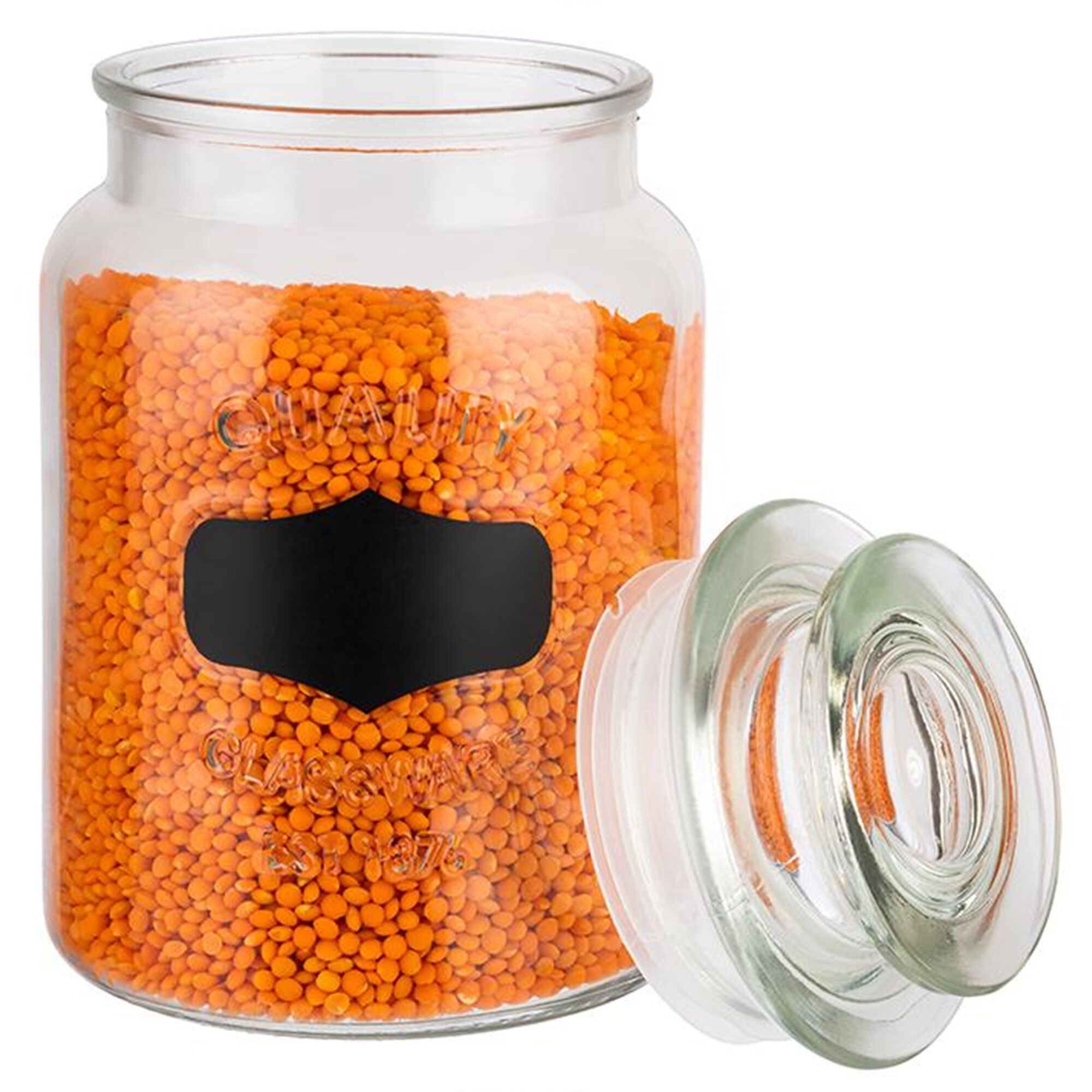 (6 pcs) Bocal - NOTE - 1 Liter - Transparent - incl. couvercle en verre avec joint
