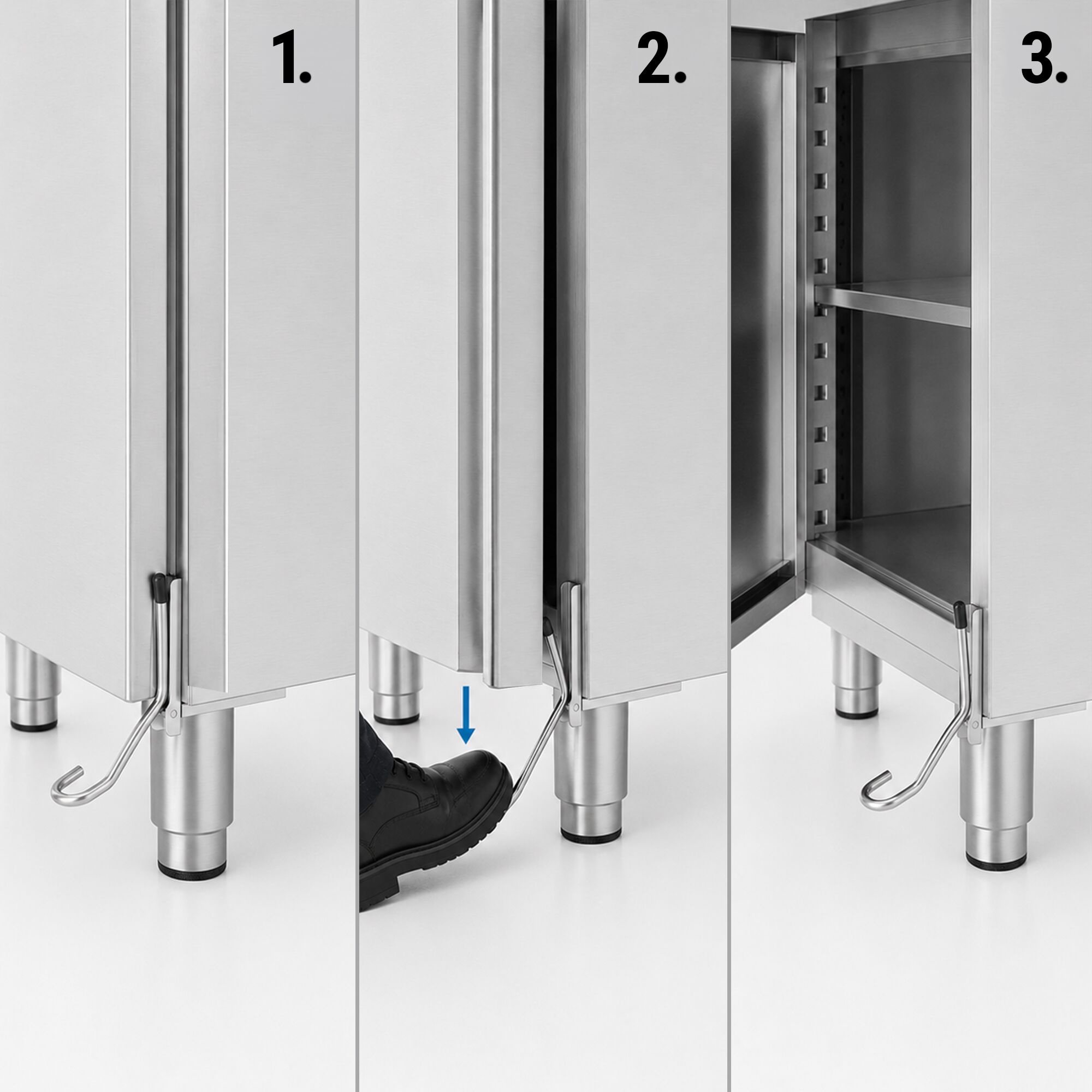 Pédale d'ouverture de porte pour réfrigérateurs et congélateurs - charnière de porte à gauche