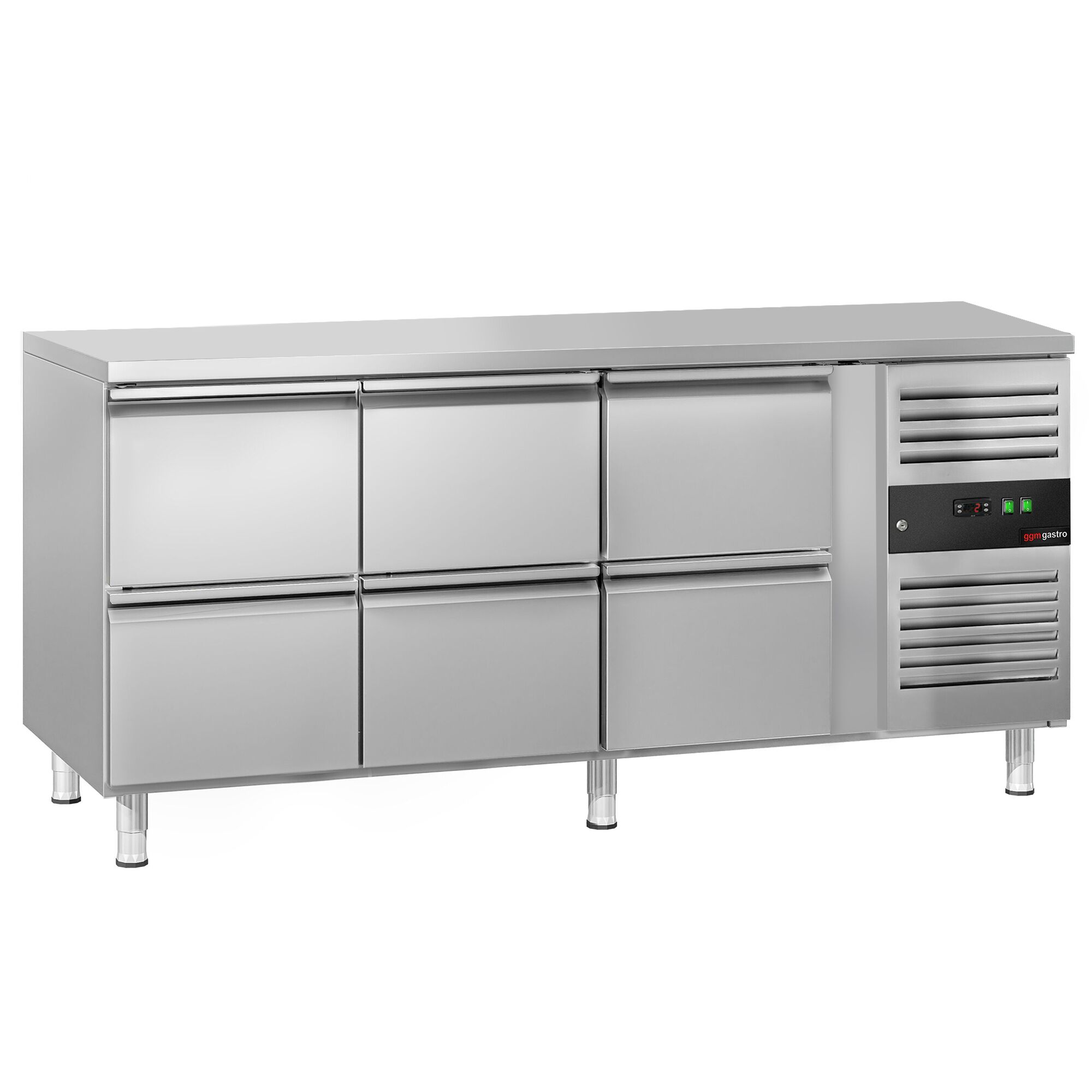 Kylbänk ECO - 1795x700 mm - 417 l - Fläktkyla - GN 1/1 - med 6 lådor