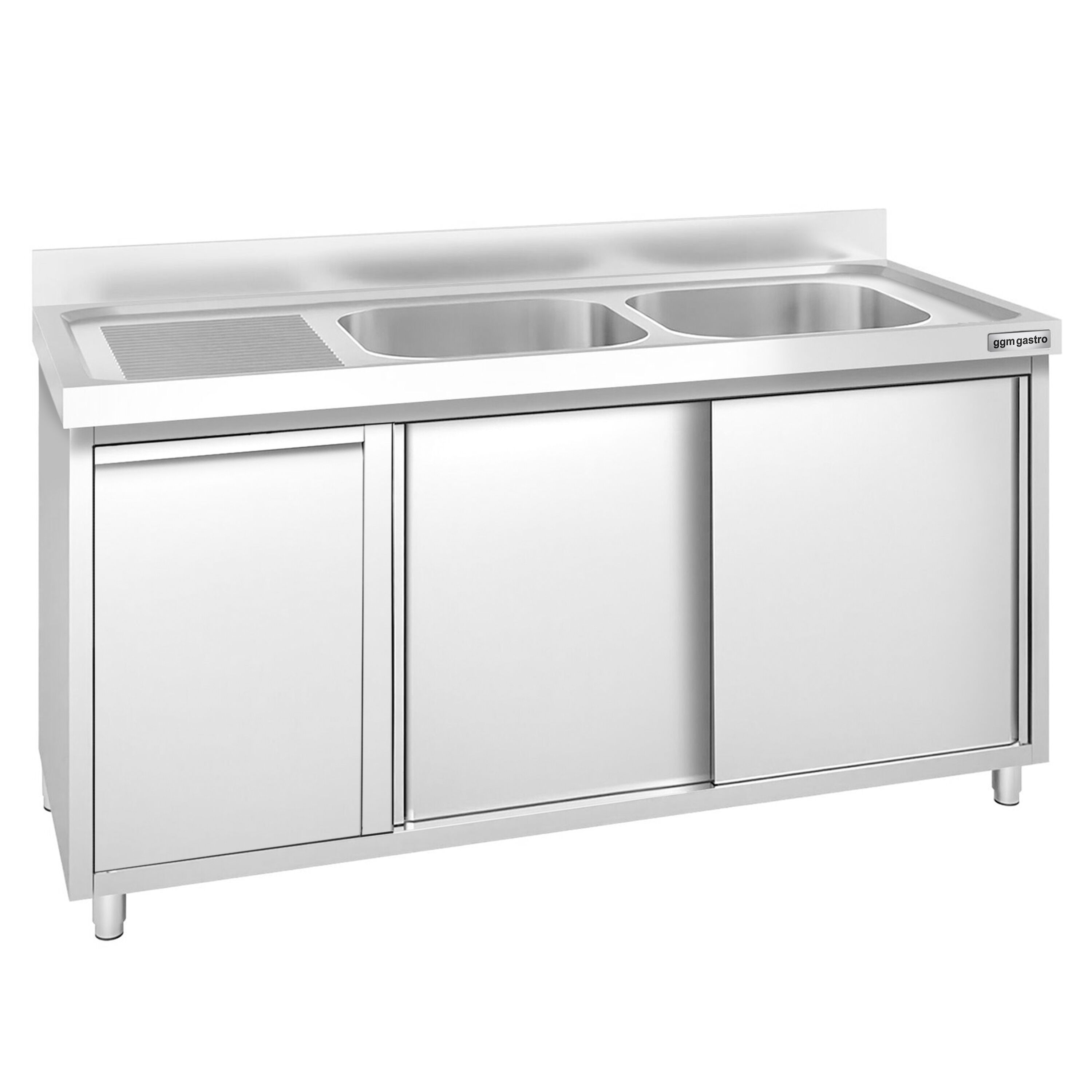Meuble plonge PREMIUM - 1400x600mm - avec poubelle intégrée et 2 bacs