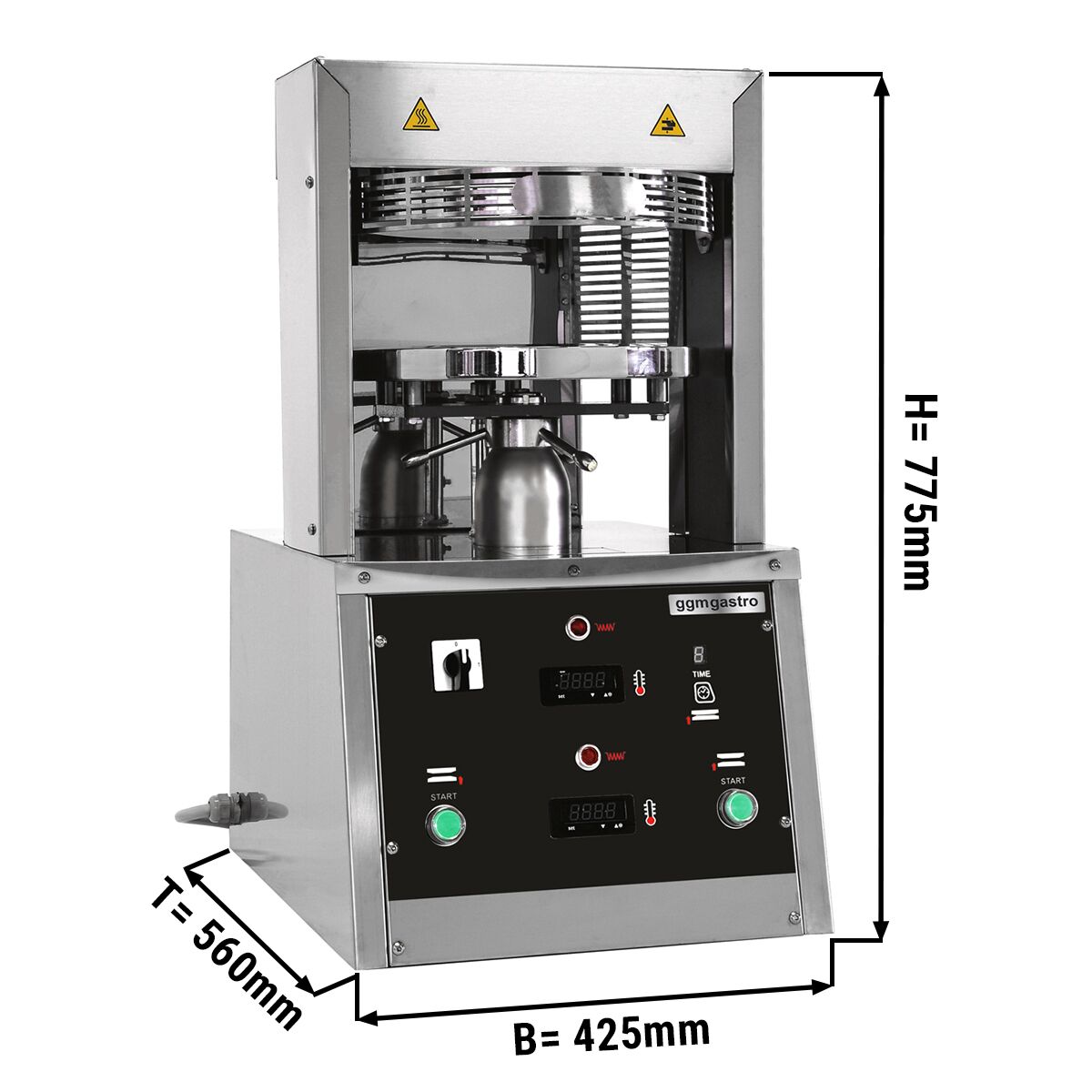 Commercial Heated Pizza Dough Press - for Pizza Bases Ø330mm (13") - Dough 100-270g - 3-Phase