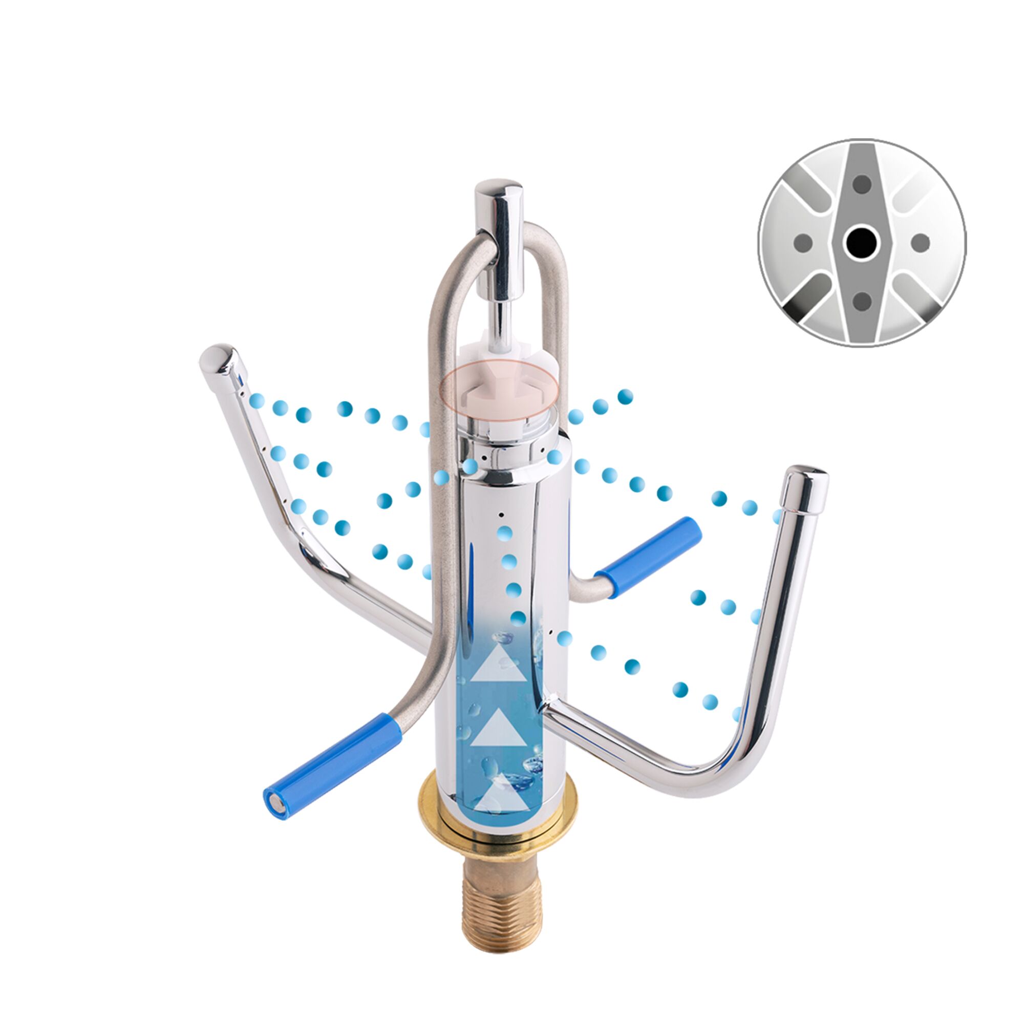 Inset Glass Rinser with automatic shut-off valve