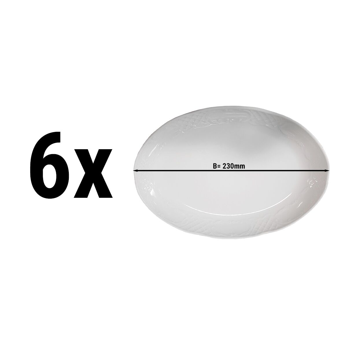 (6 pièces) CLASSICO - Assiette / plat - ovale - 230 x 152 mm - Blanc