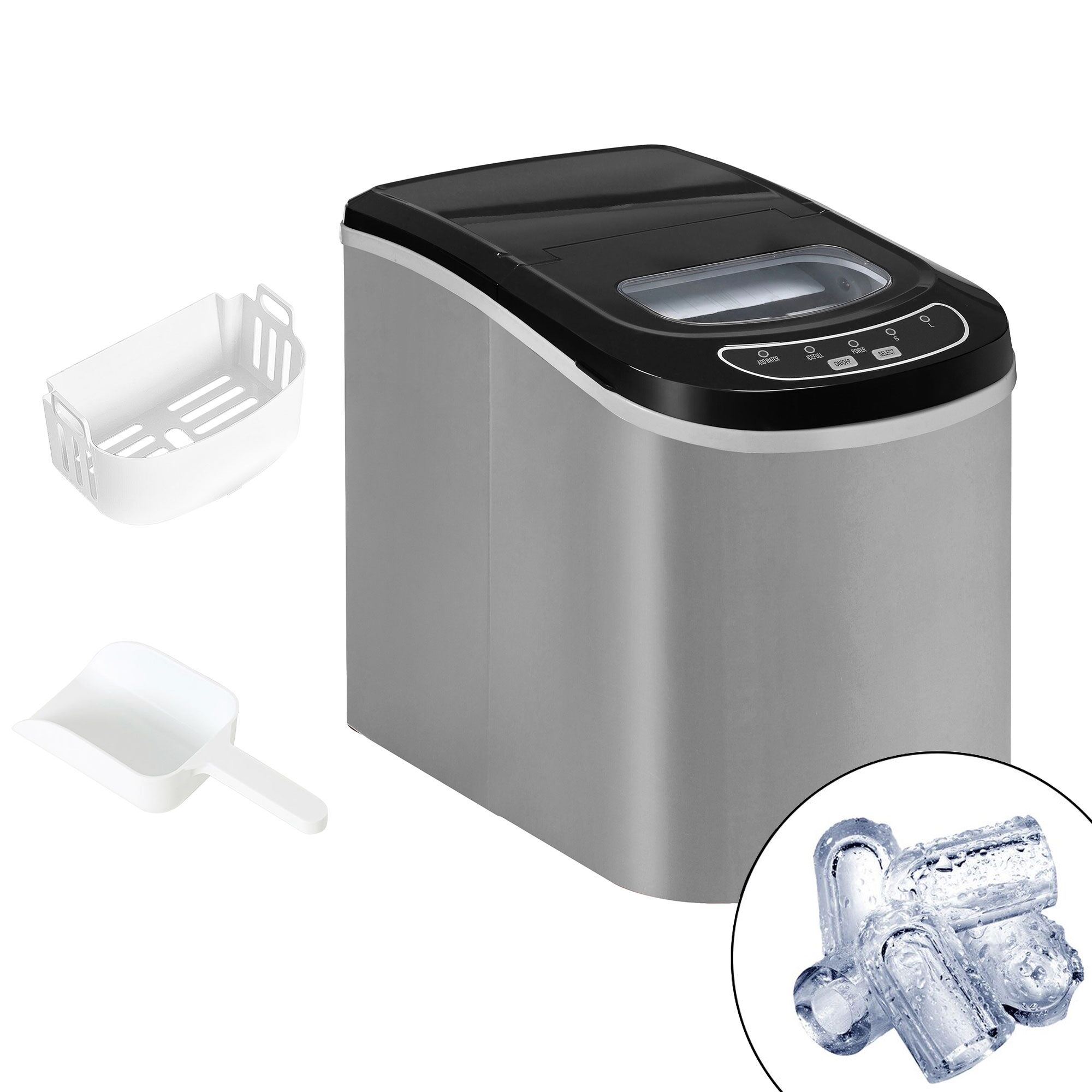 Machine à glaçons - Cylindre creux - 12 kg/24 h - Argent