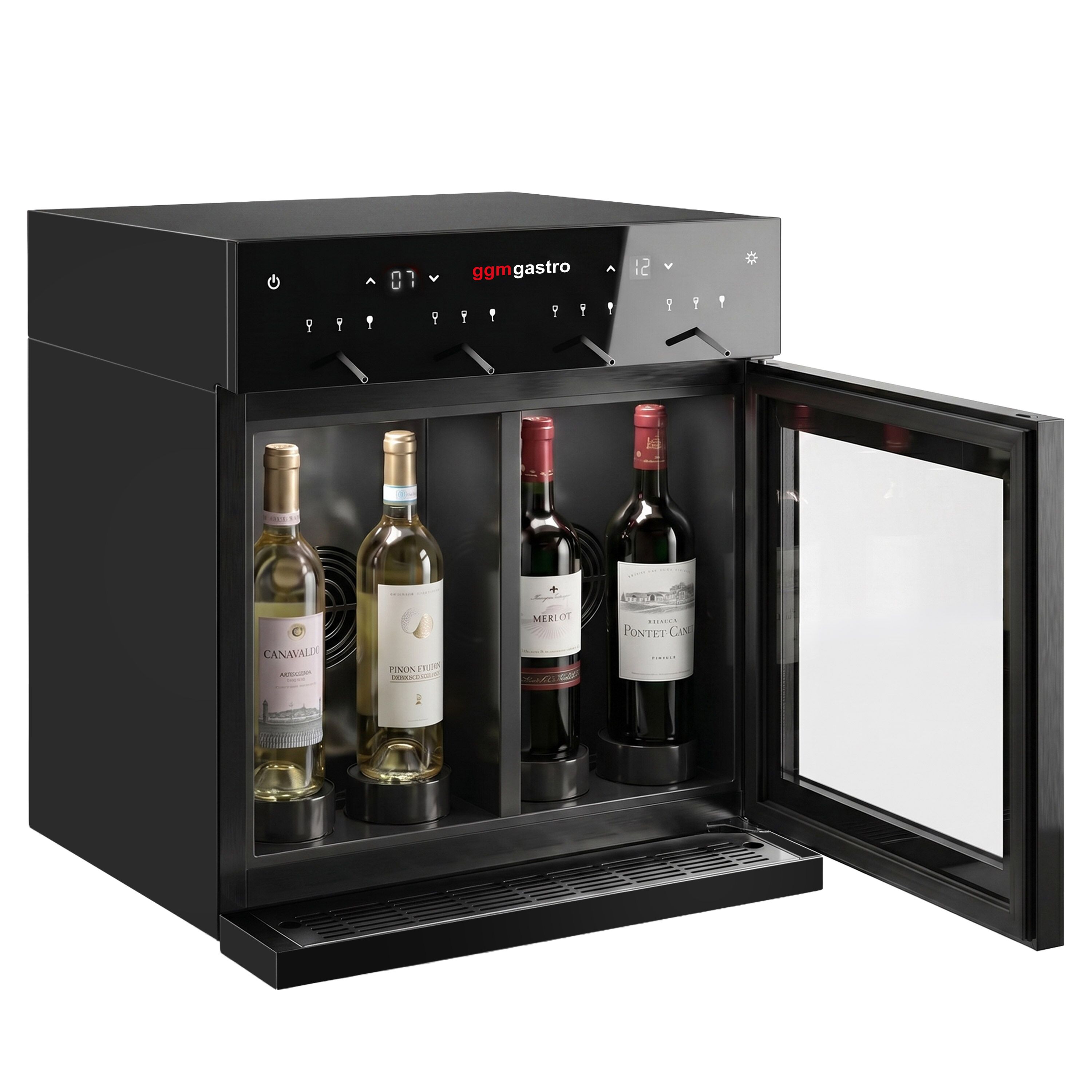 Distributeur de vin - 2 zones de température - réfrigéré - pour 4 bouteilles de vin