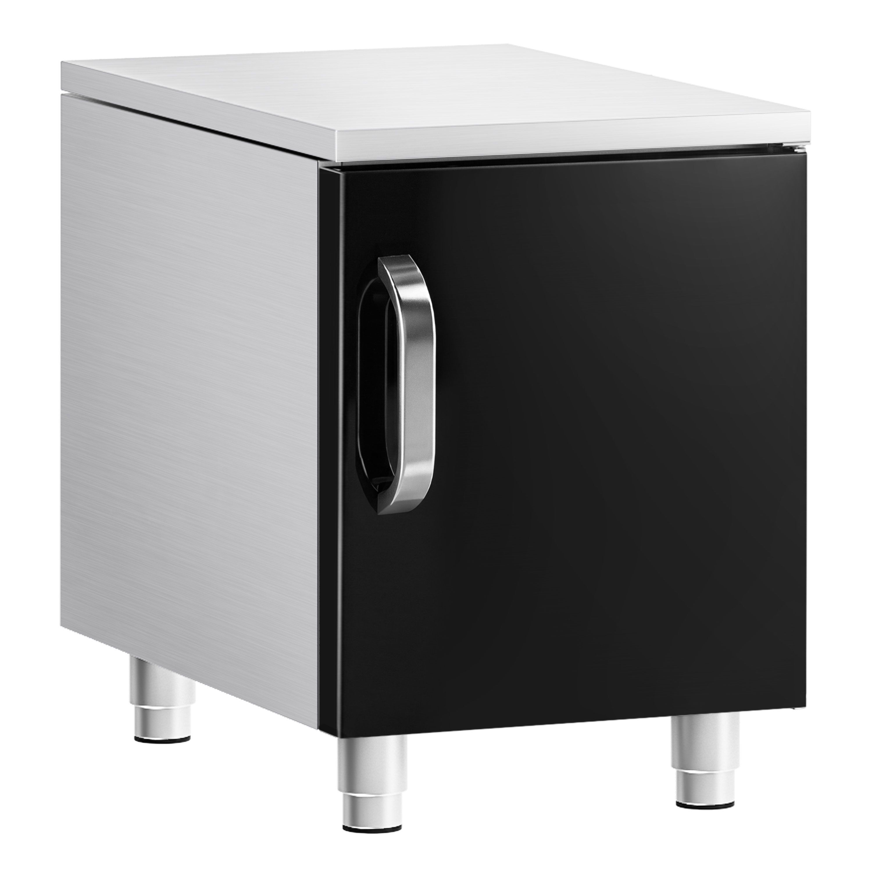 Stainless Steel Substructure - with Base Shelf Mario 700 - 400x620x587mm - Black front - 1 door - Series Mario 700