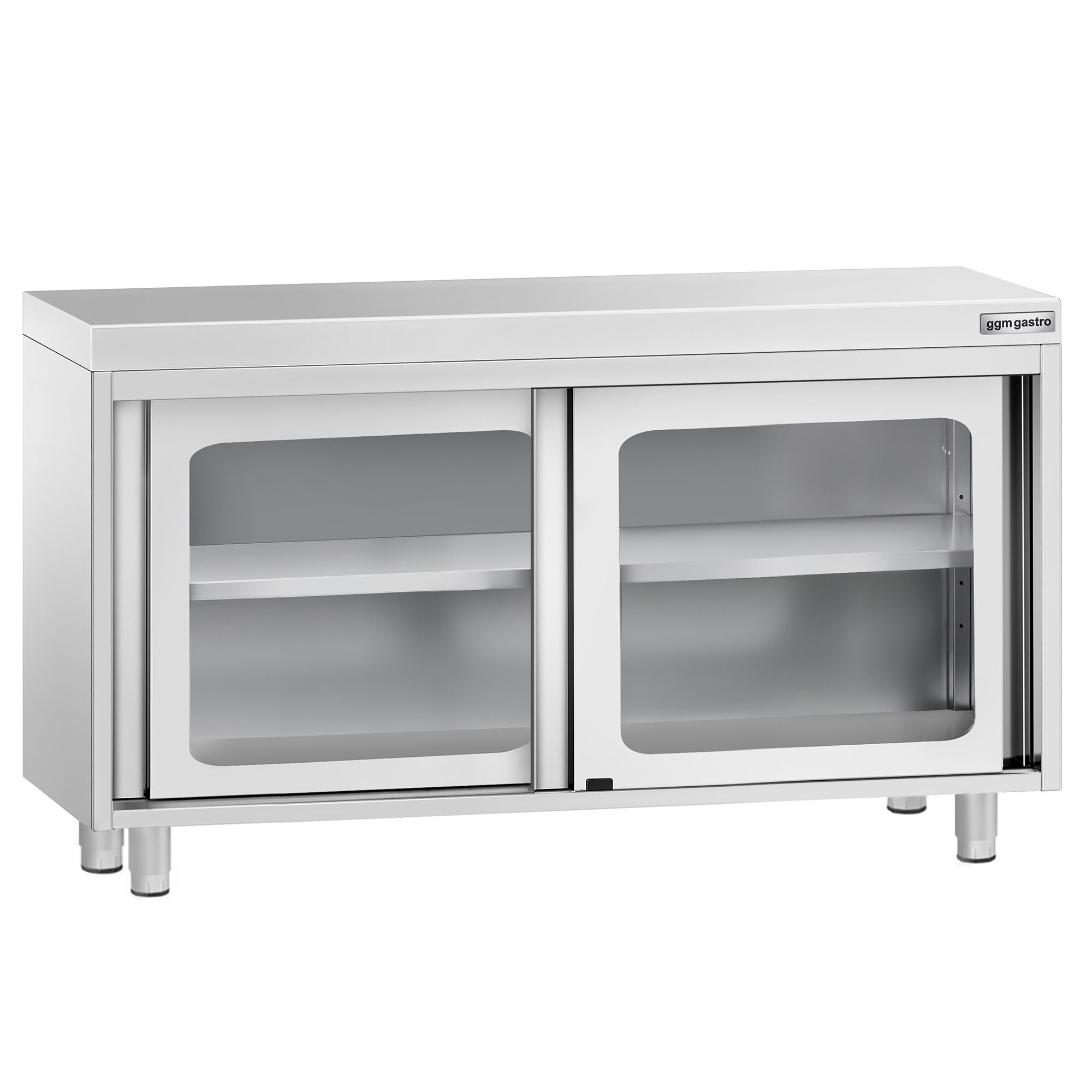 Table armoire en acier inoxydable PREMIUM - 1200x700mm - avec portes coulissantes vitrées