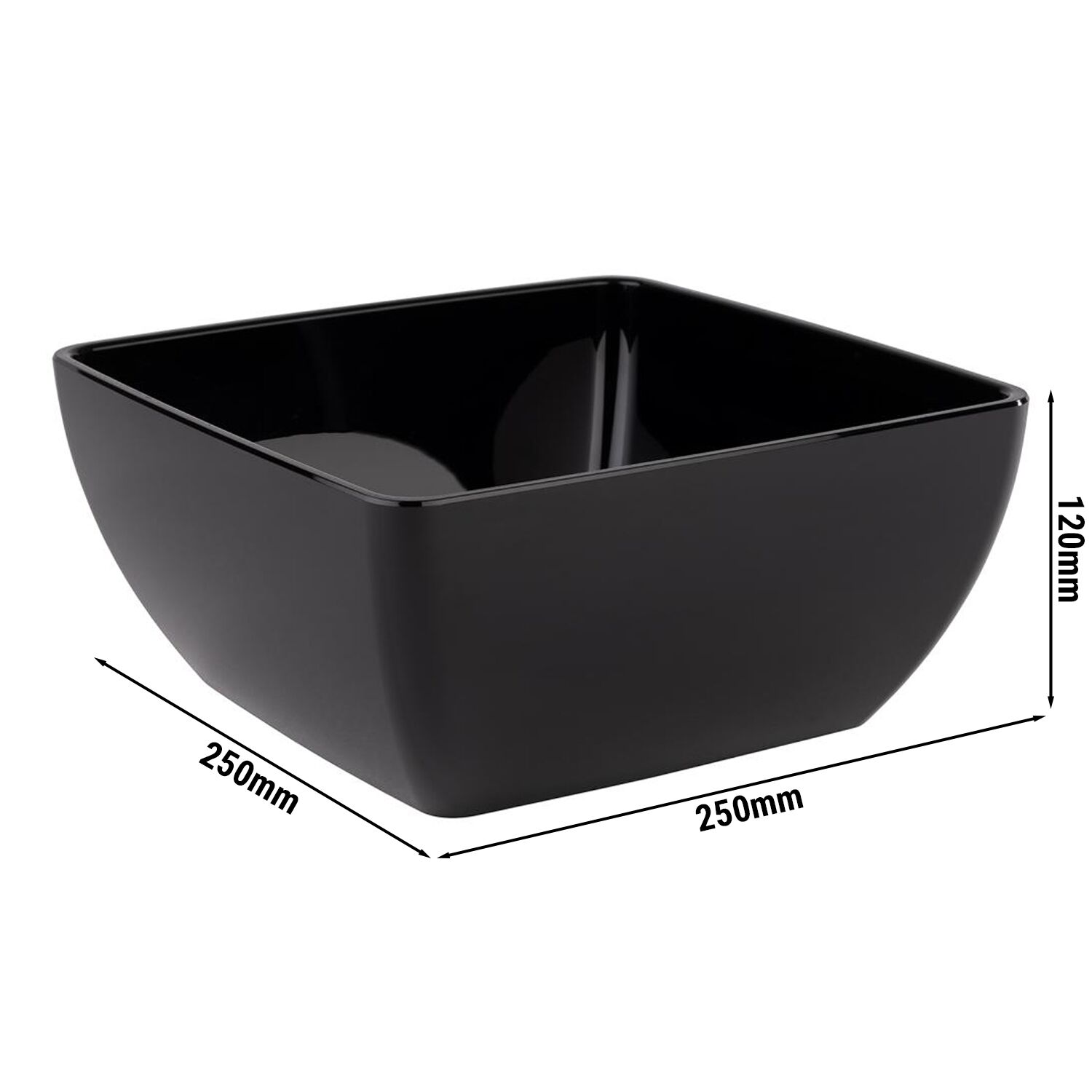 (6 pcs) Coupe - FRIENDLY - PET - 3,8L - carré - lot de 6 - 250x250mm - Profondeur : 120mm - Noir