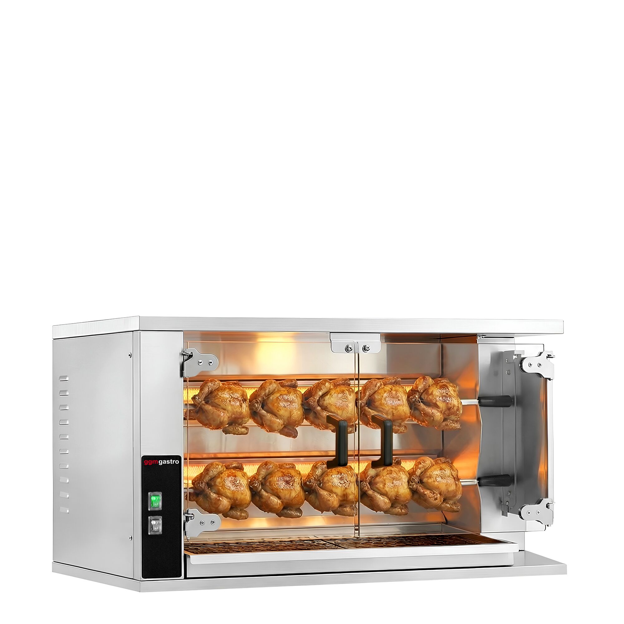 Gaz Rôtissoire à poulets Compacte à poser - avec 2 broches pour jusqu’à 10 poulets - 9,4kW