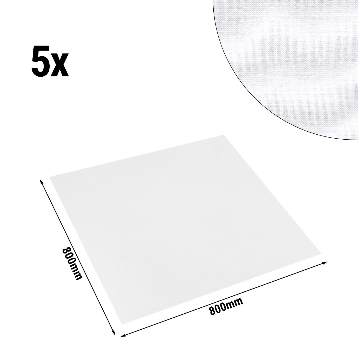 (5 pièces) Nappe carrée en damas Tessin Atlas - 210 g/m² - 80 x 80 cm - Blanc