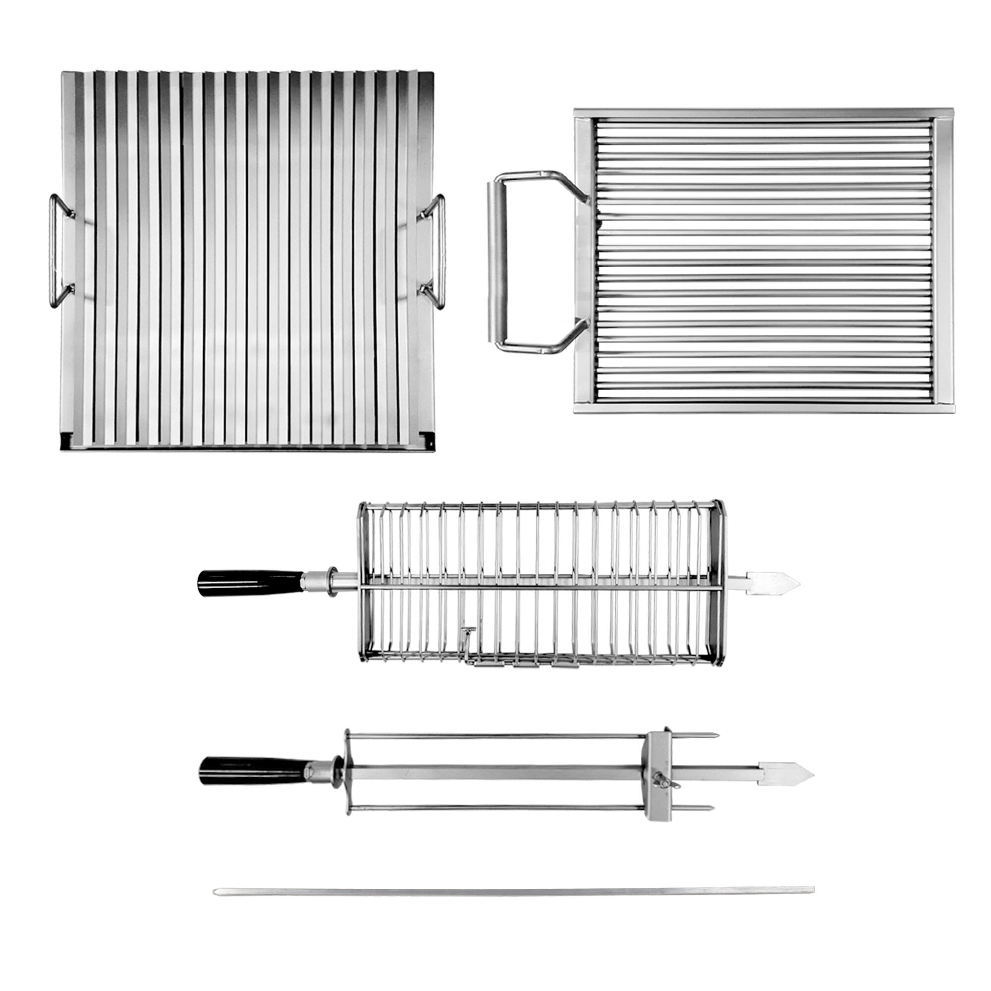 Mangal Charcoal Grill - 1120mm - for Adana & Shish Kebab - 15 automatic rotating skewers - with cabinet base