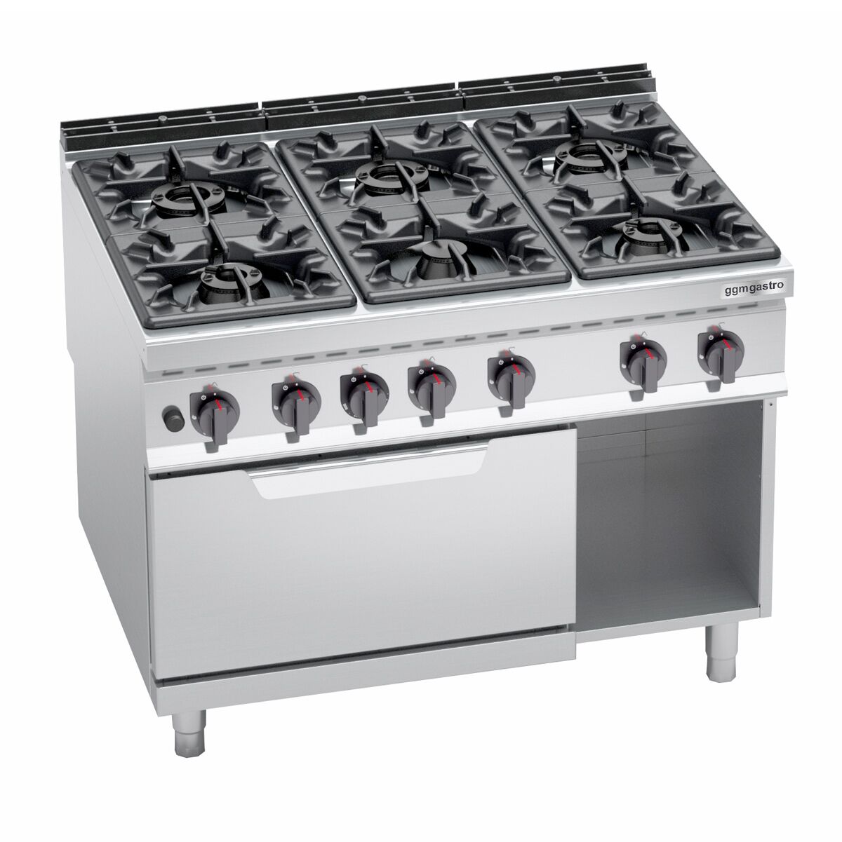Fourneau à gaz – 53,5 kW – 6 brûleurs – avec four à gaz statique – 7,8 kW