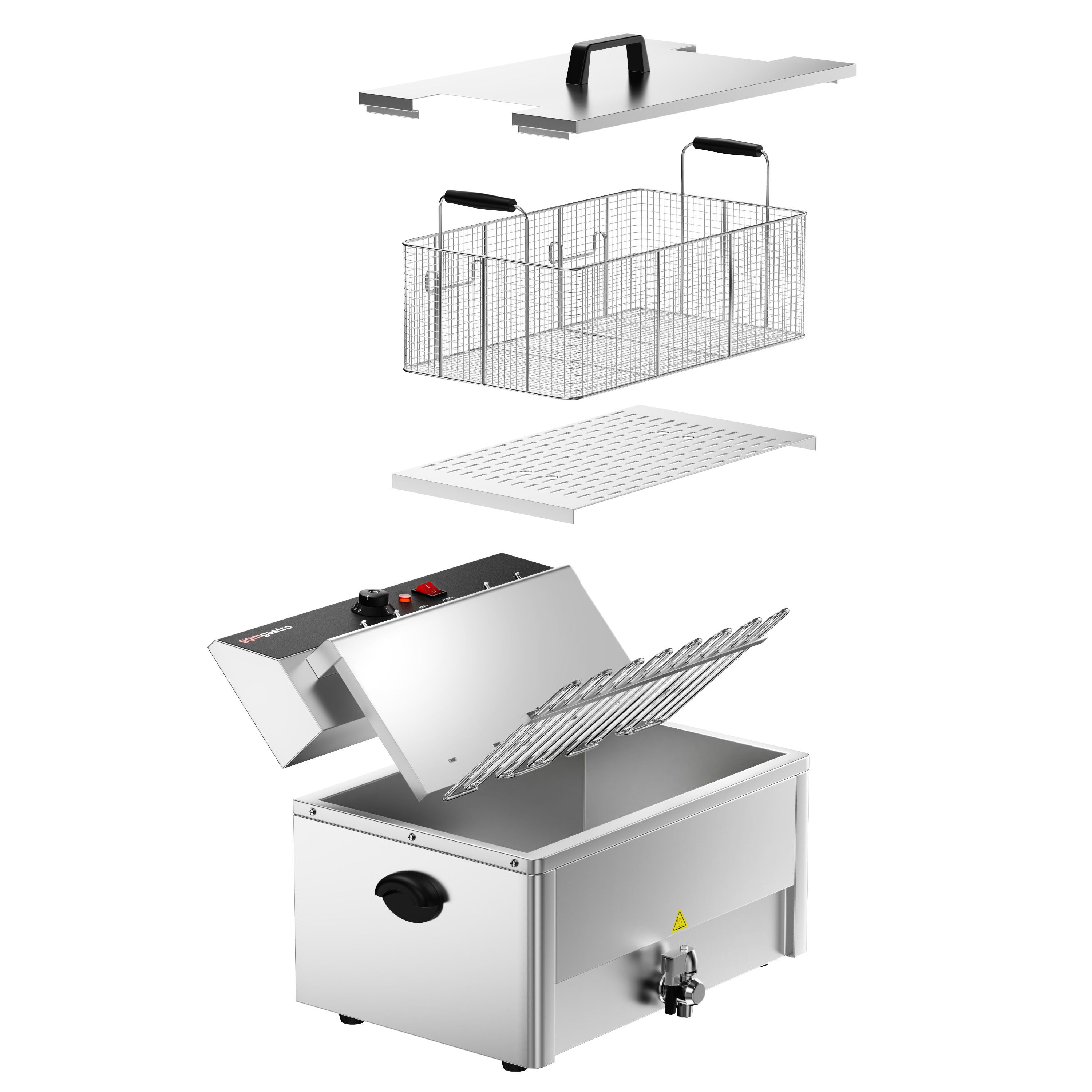 Friteuse électrique professionnelle - 20,4L - 5kW - avec robinet de vidange
