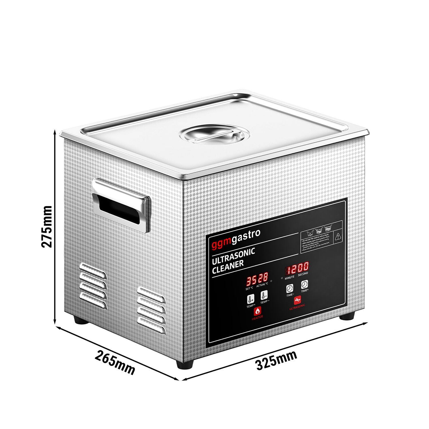 Nettoyeur à Ultrasons - 10 Litres - 240 Watt Puissance Ultrasonique - avec Robinet de Vidange