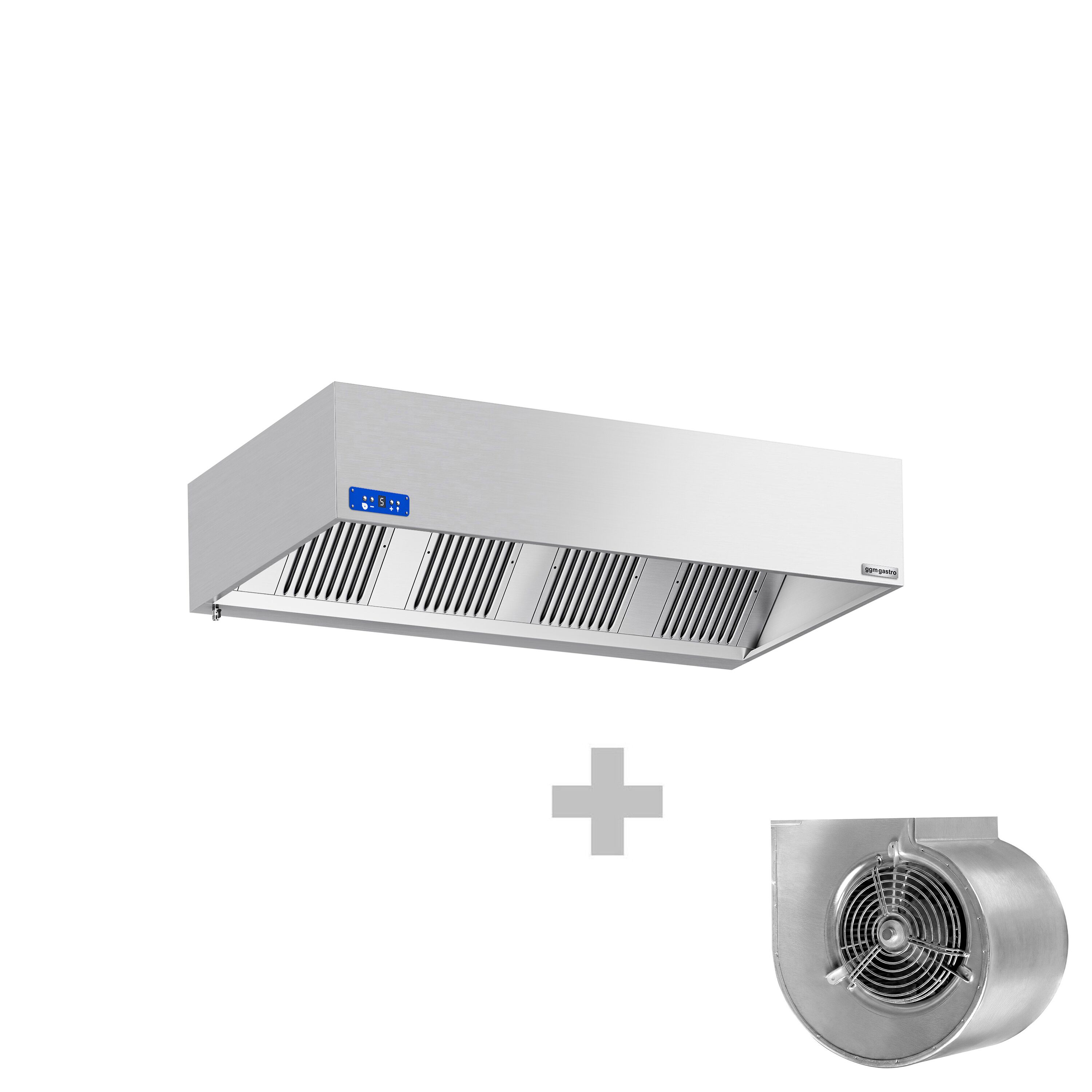 Commercial Wall-Mounted Extractor Hood with Motor – 2000mm – with Speed Controller, Baffle Filters & Lighting