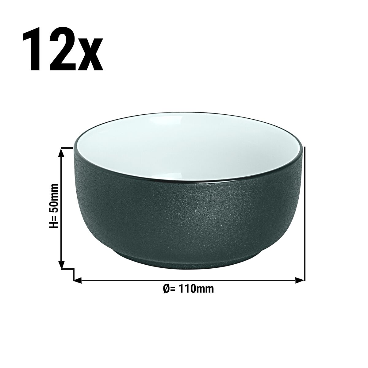 (12 pcs) Coupe - COSMIC - Porcelaine - 32cl - Ø 110mm - Noir/Blanc