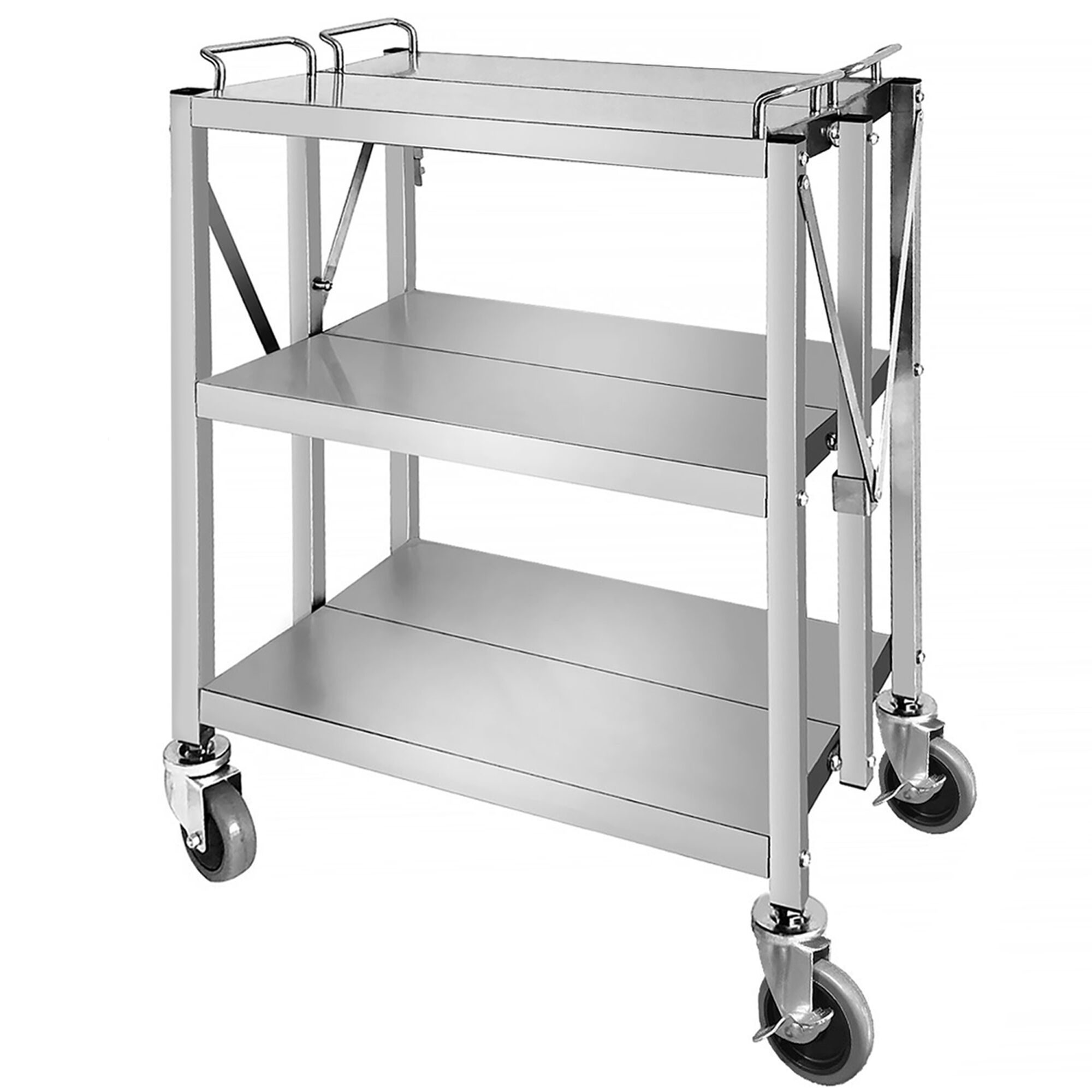 Chariot de service – pliable – 635x400 mm – avec 3 surfaces de rangement