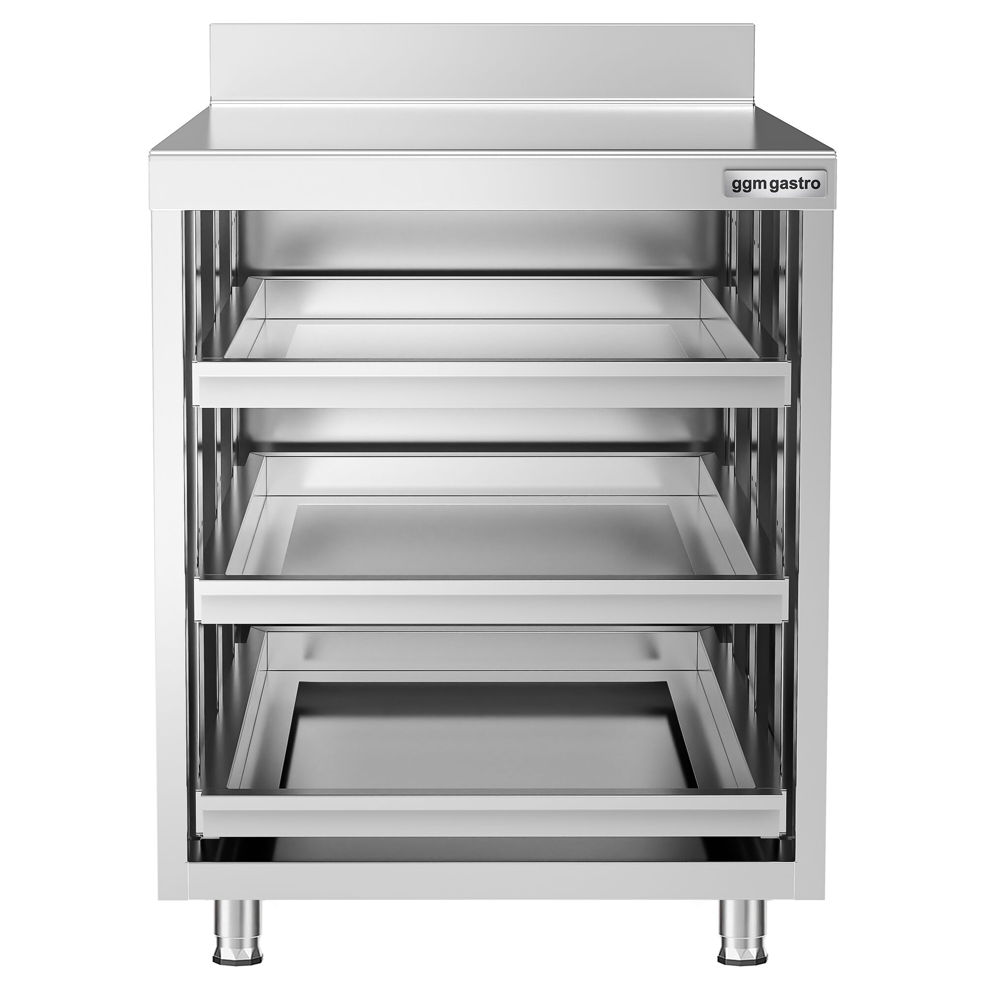 Szafka robocza ze stali nierdzewnej - 647x600mm - z 3 szufladami, z rantem