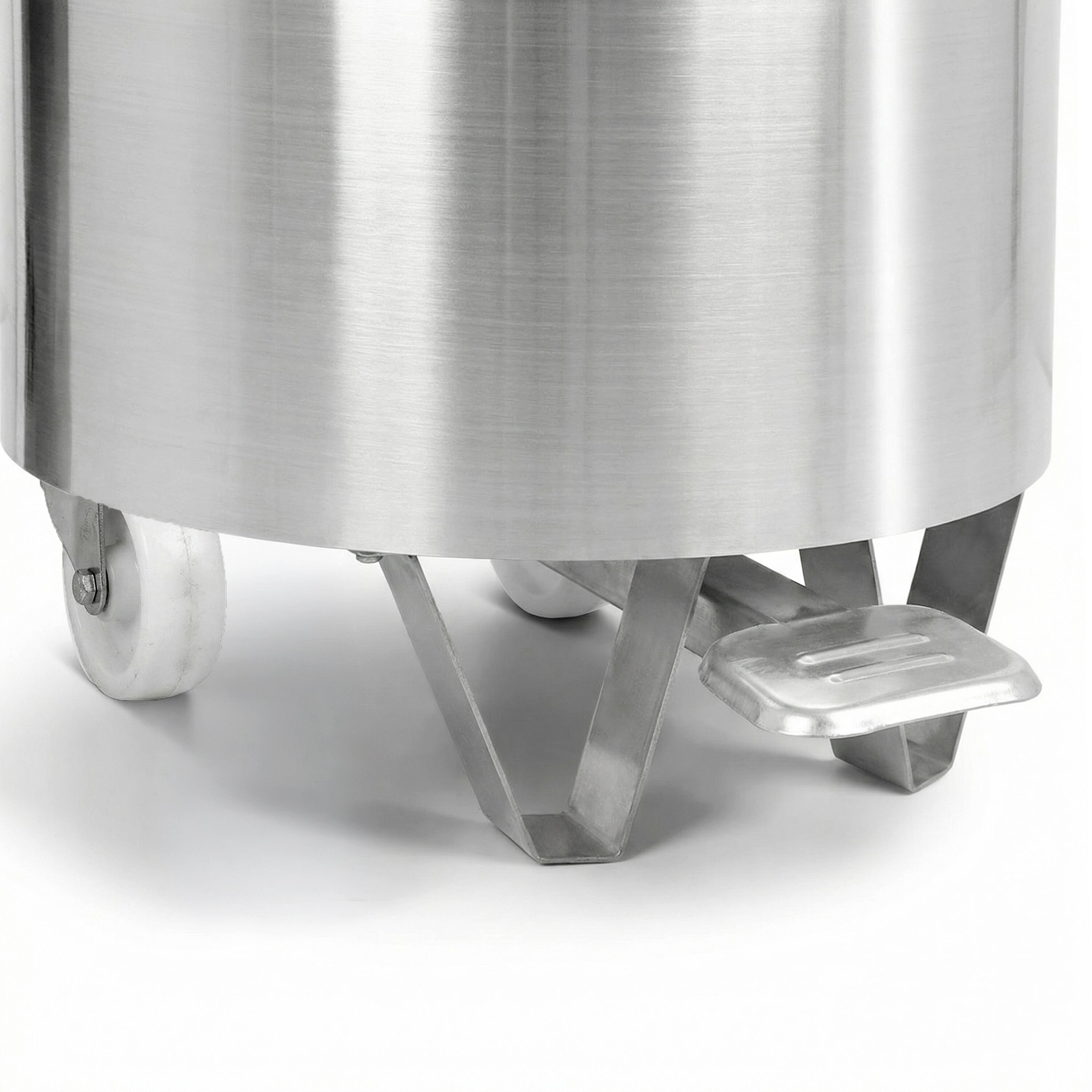 Poubelle - Push - 95L - 450x600x450mm - avec pédale, roulettes, poignée de transport - fermeture silencieuse, étanche - Acier inoxydable