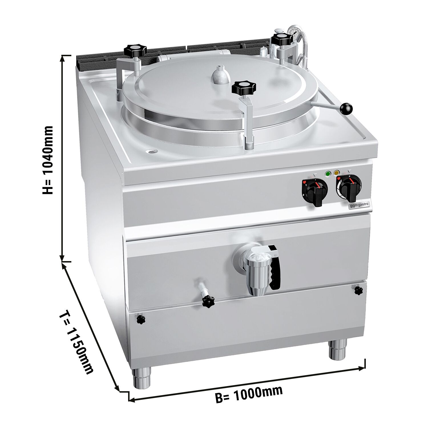 Electric Pressure Boiling Pan - 200L - 32kW - Indirect Heating - with Water Connection