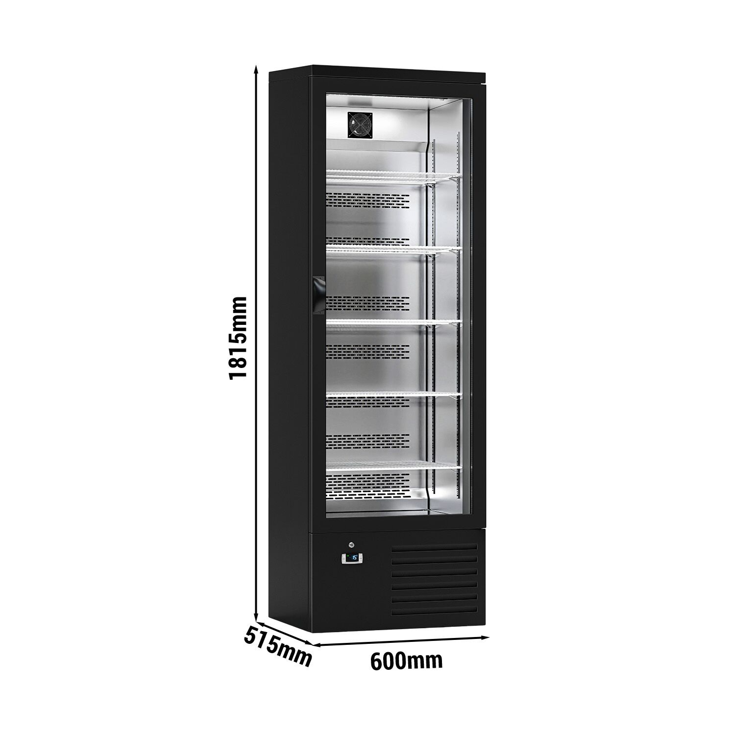Vitrine réfrigérée à boissons - 600mm - 280 L - 1 porte vitrée - Noir - +4 à +12 °C