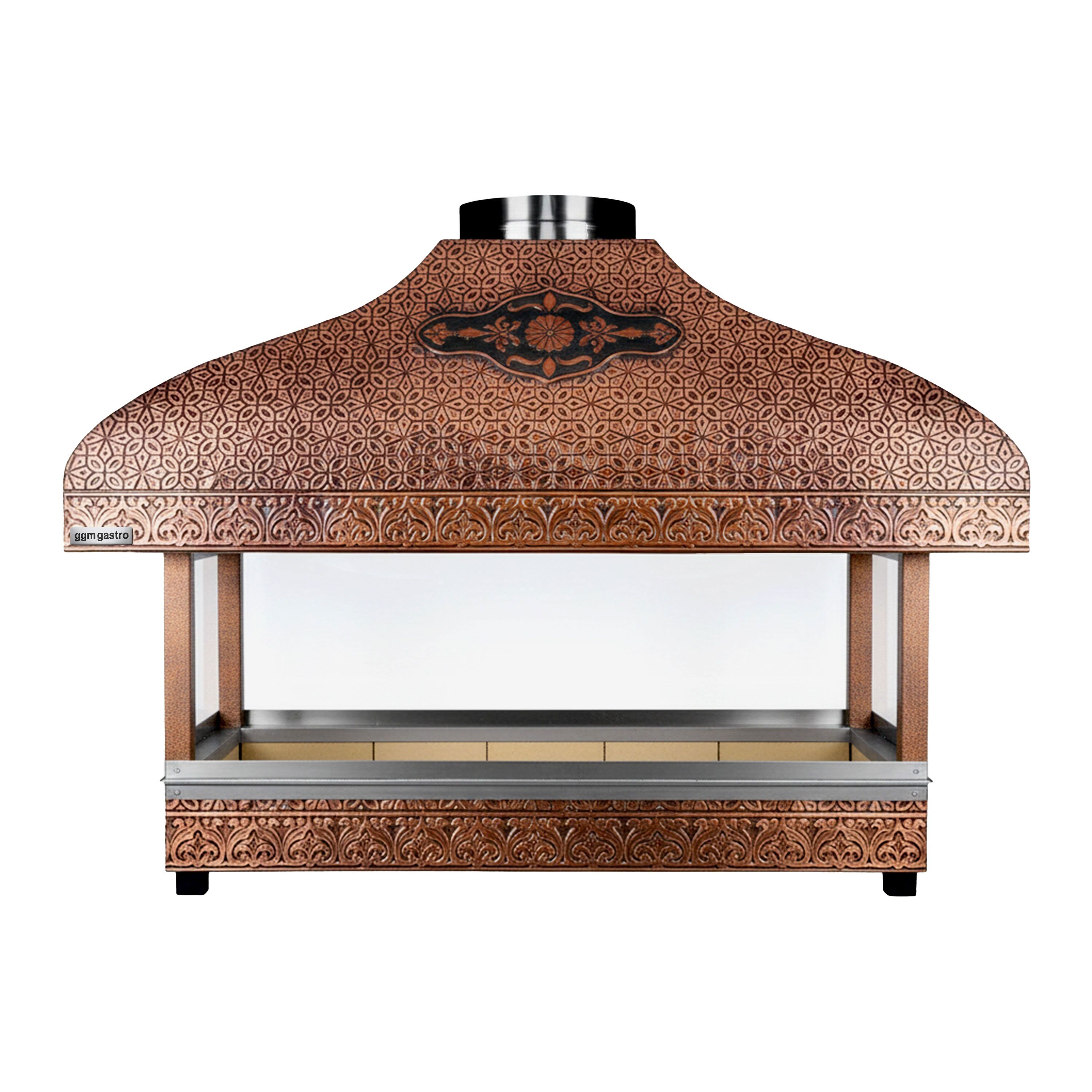 Copper Charcoal Grill - 1500mm - 1 grill grates - Grill grate: 1300x500mm
