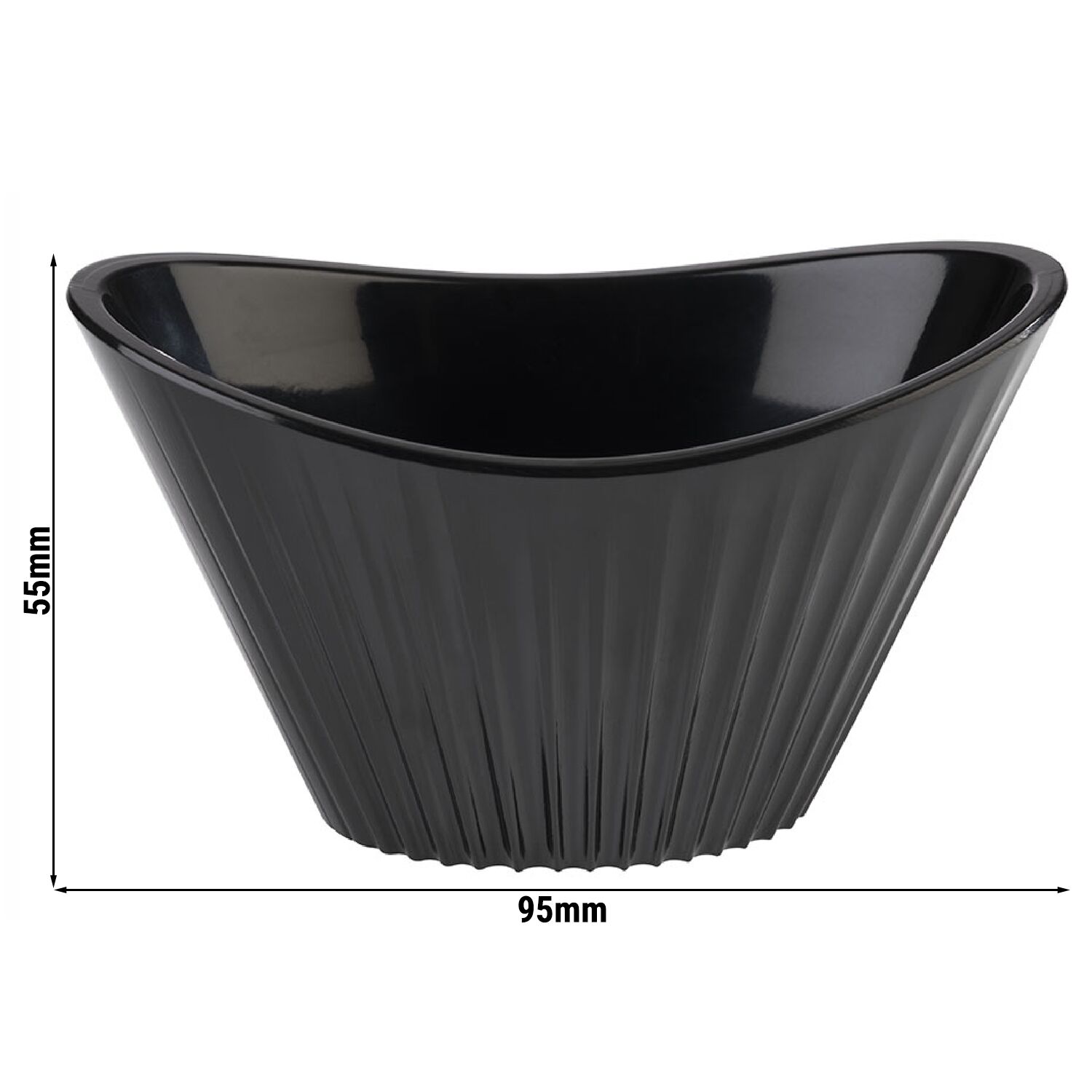 (48 pièces) Bol - MINI - Mélamine - 70 ml - 95 x 55 mm - Noir
