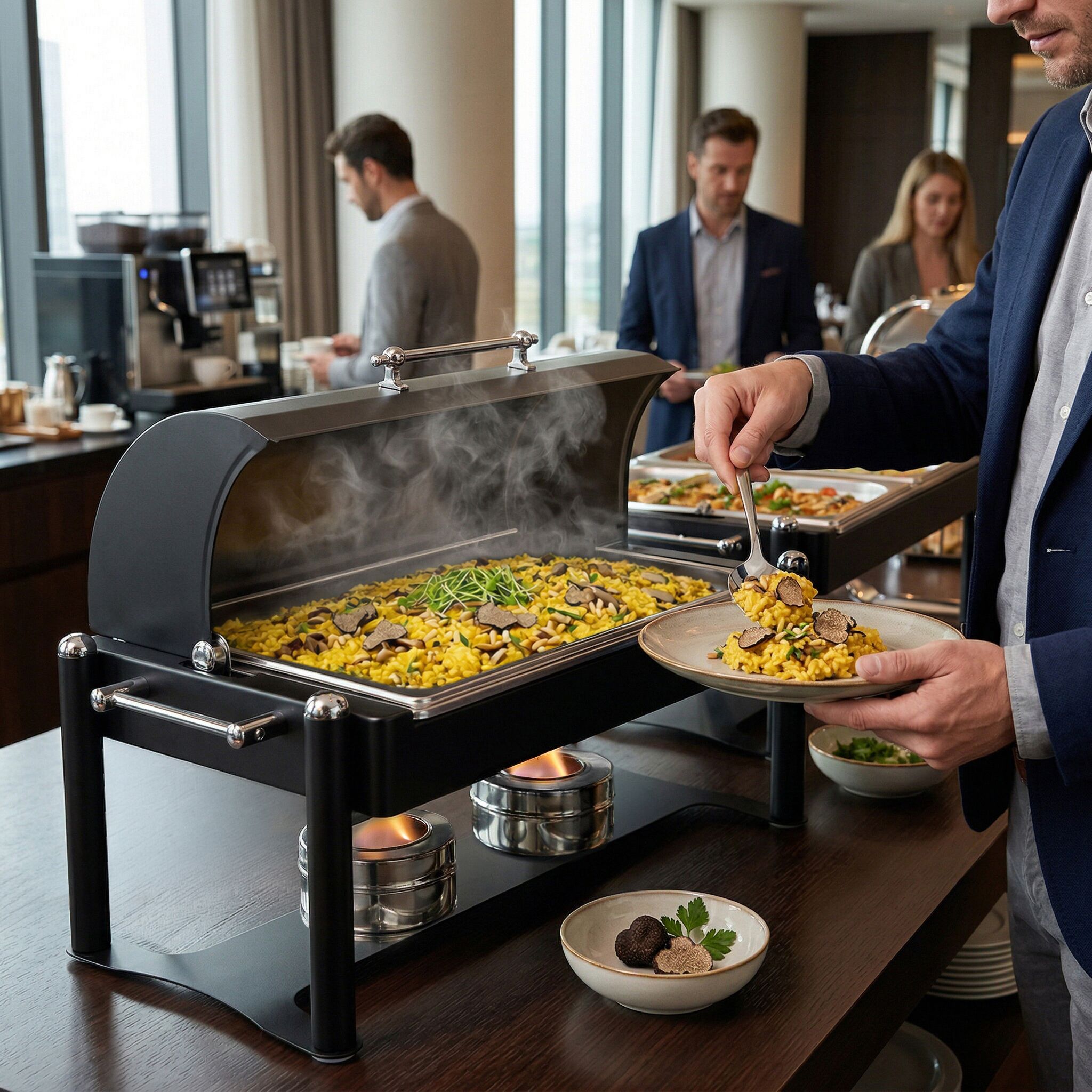 Chafing dish - avec couvercle - Noir
