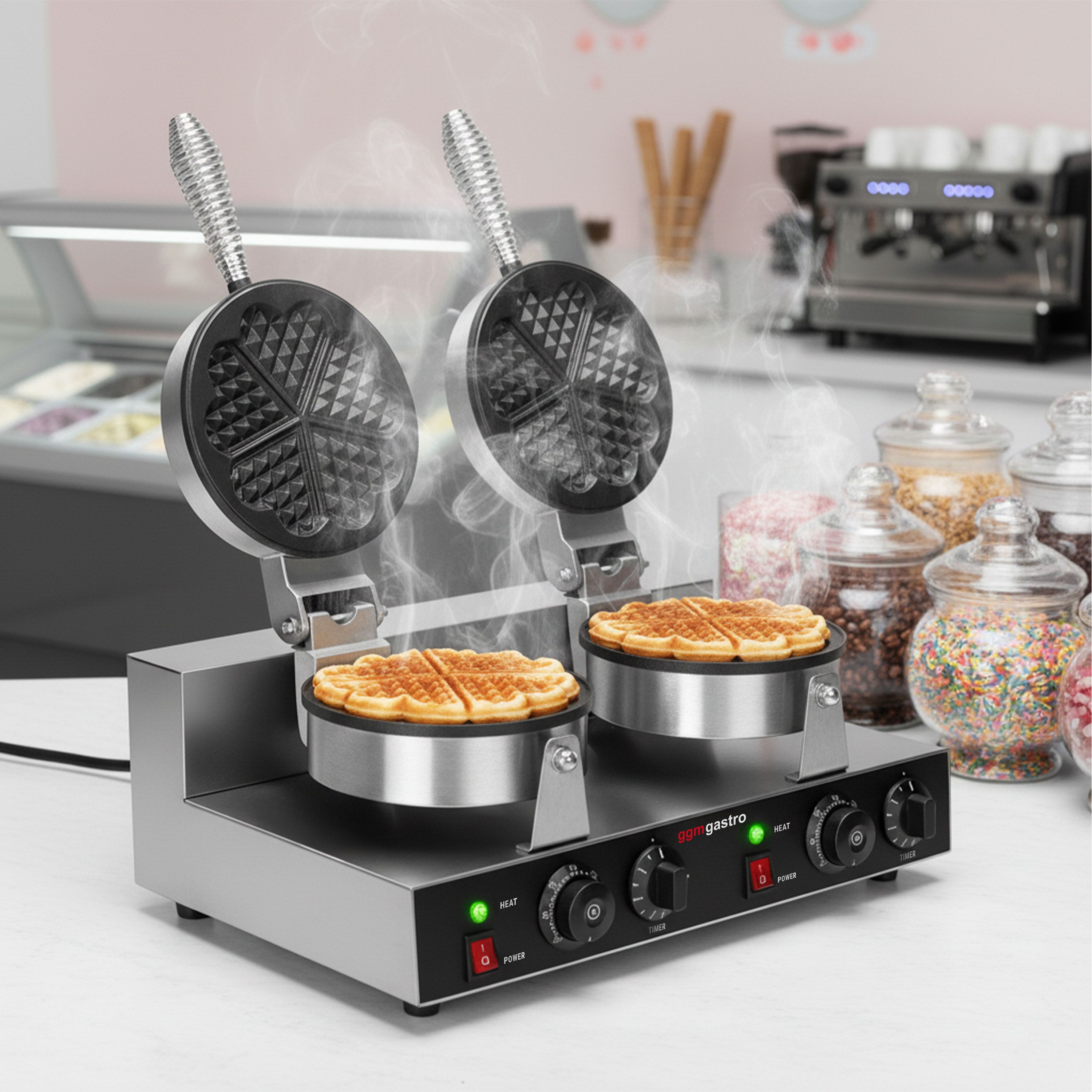Gaufrier – double – 2,6 kW – Forme : cœur