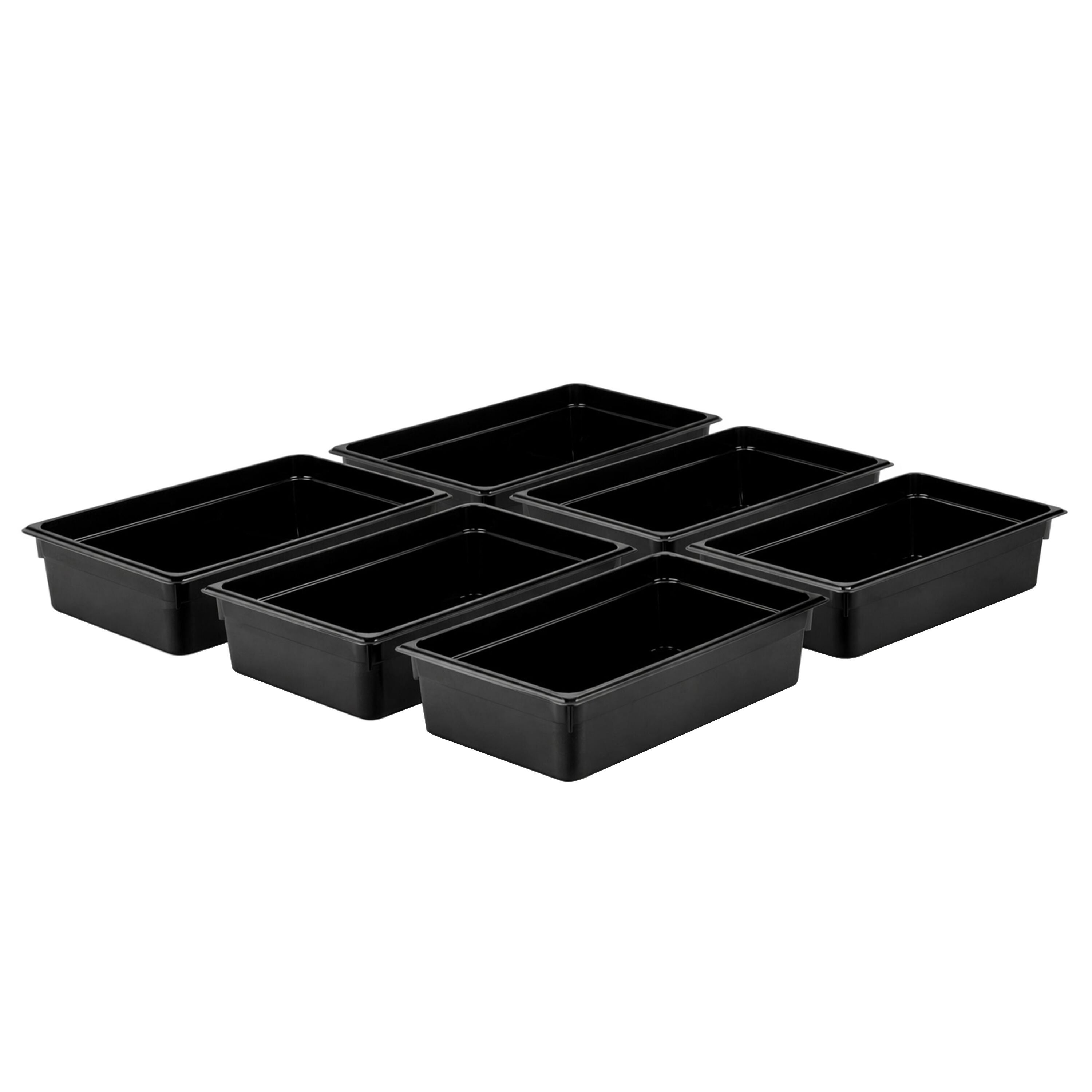 (6 pièces) Bac en Polycarbonate GN 1/1 - Noir - Hauteur : 150 mm