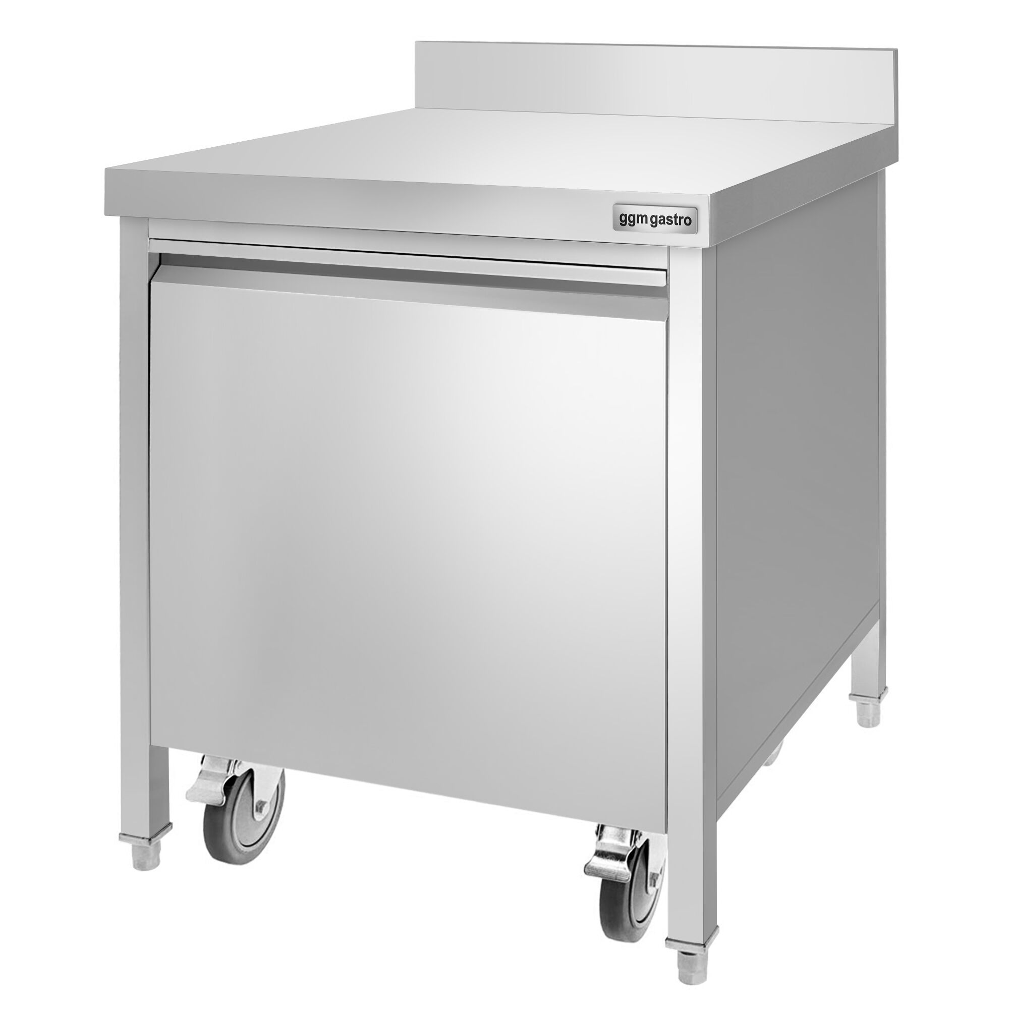 Poubelle - Carénée, à tiroir frontal - 50L - 700x970x700mm - avec roulettes, bac intérieur amovible, fermeture douce, support de sac - dosseret 100x15mm - Acier inoxydable