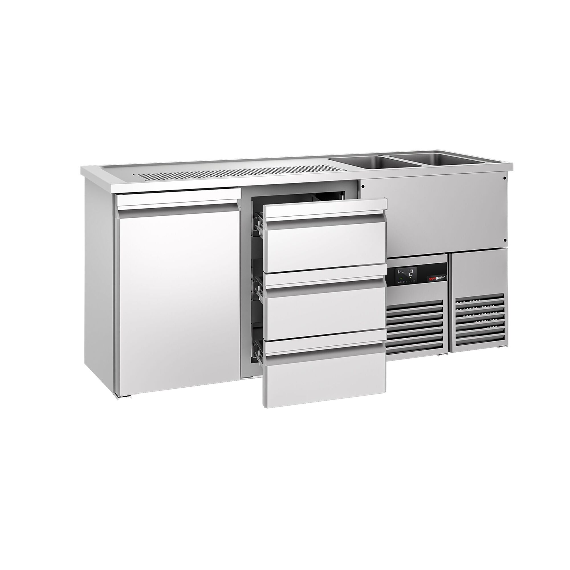 Comptoir de bar réfrigéré PREMIUM - 1950x700mm - 1 porte & 3 tiroirs
