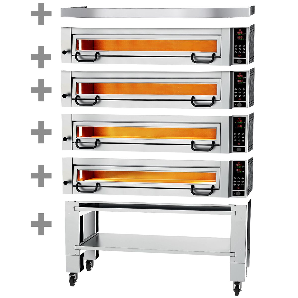 Four à pizza électrique Power - 6+6+6+6x 34 cm - Numérique - incl. hotte & support