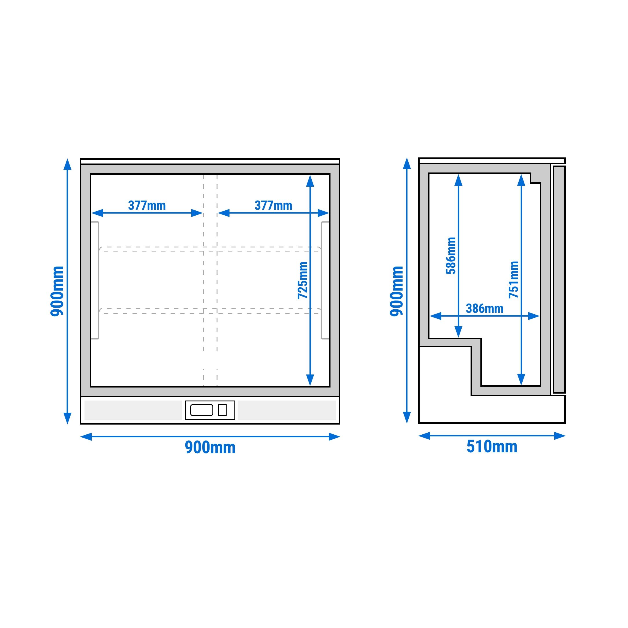 Réfrigérateur de bar – 900 mm – 220 litres – avec 2 portes vitrées battantes – en inox