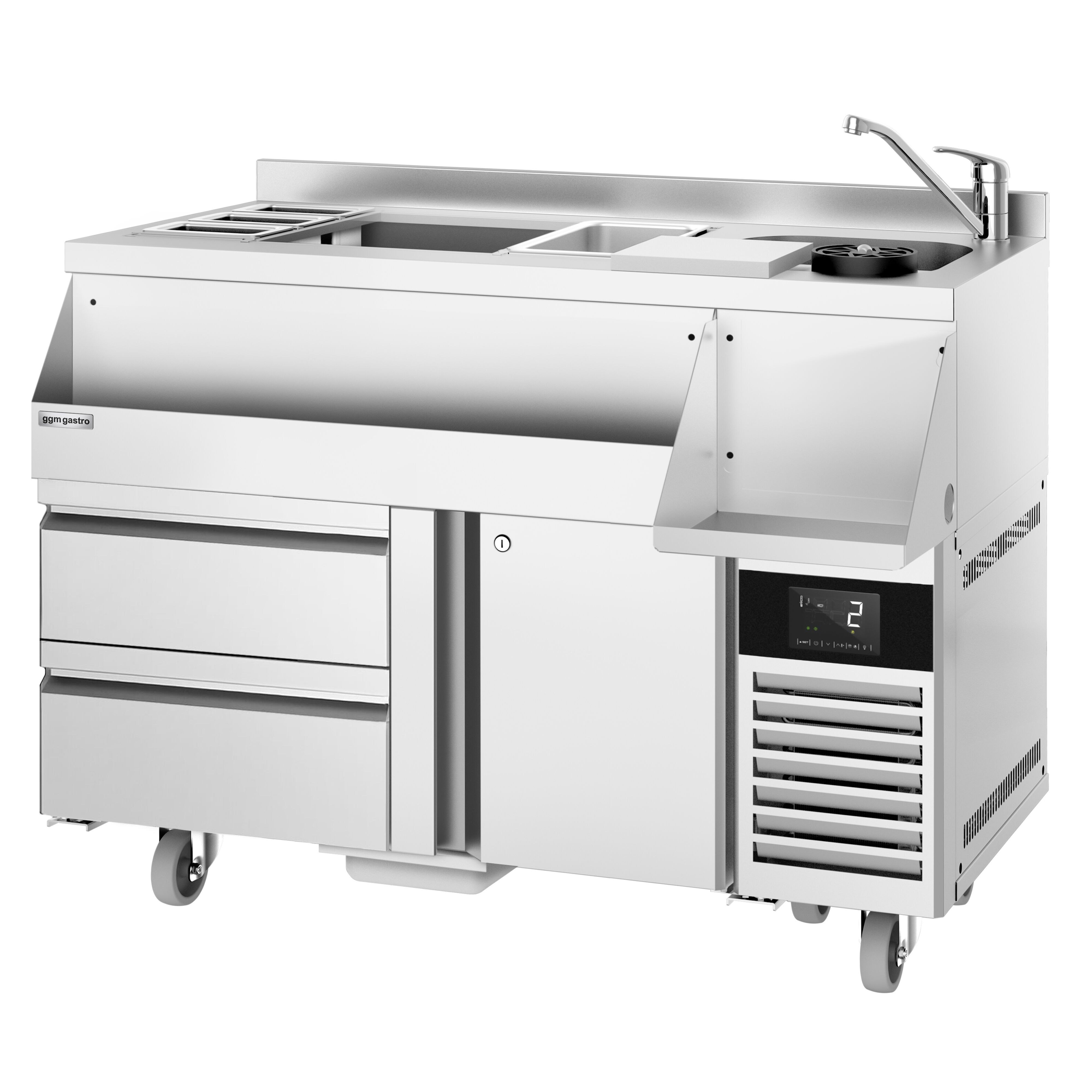 Επαγγελματικό Ψυχόμενο Bar Station για κοκτέιλ - 1200 mm - 150 l - 1 πόρτα, 2 συρτάρια & πρίζα 230 V