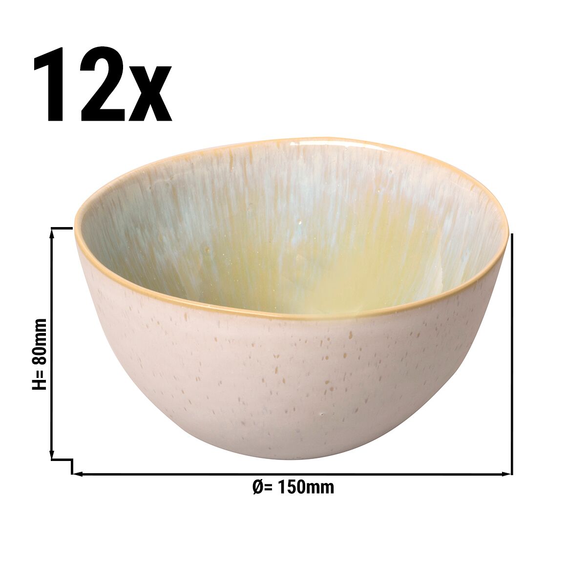 (12 pcs) Coupe - LIGHT BLUE SEA - Grès (stoneware) - 80cl - Ø 150mm - Bleu/Blanc