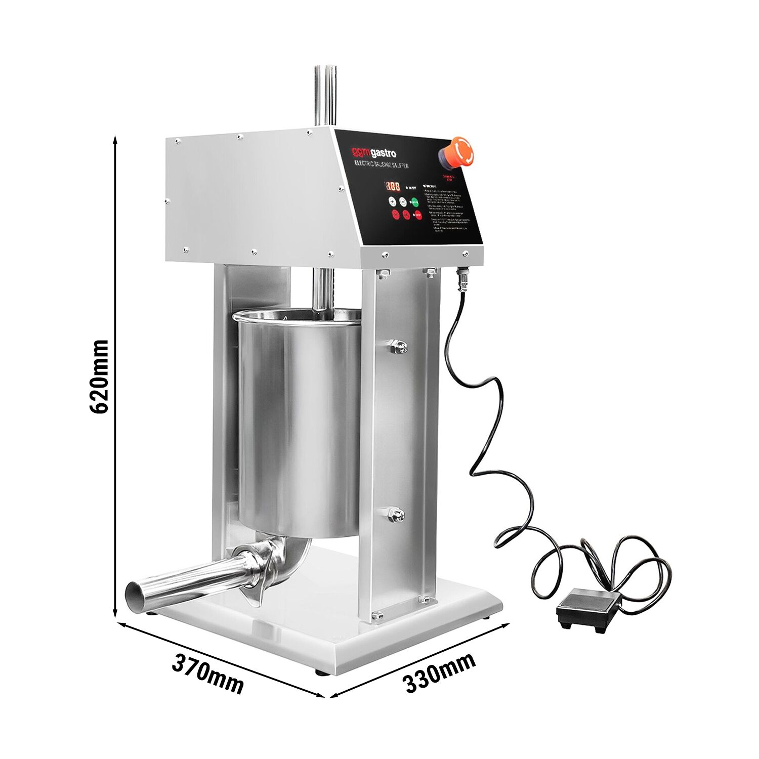 Poussoir à saucisses Électrique & Machine à churros - 10 Litres - 90 Watts - inox - incl. 4 Embouts à saucisses & 3 Embouts à churros
