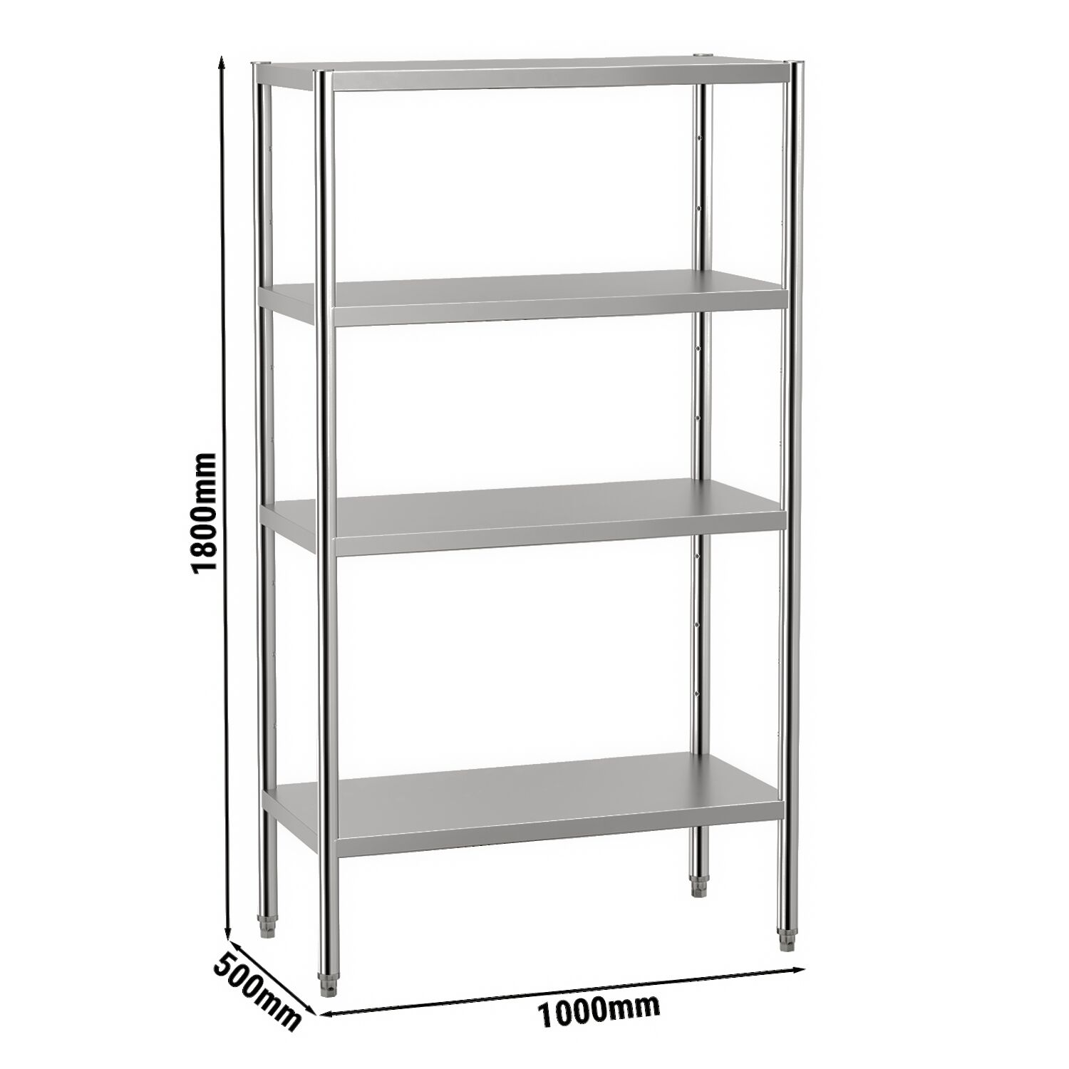 Étagère en inox ECO - 1000 x 490 mm - avec 4 étagères (réglables)